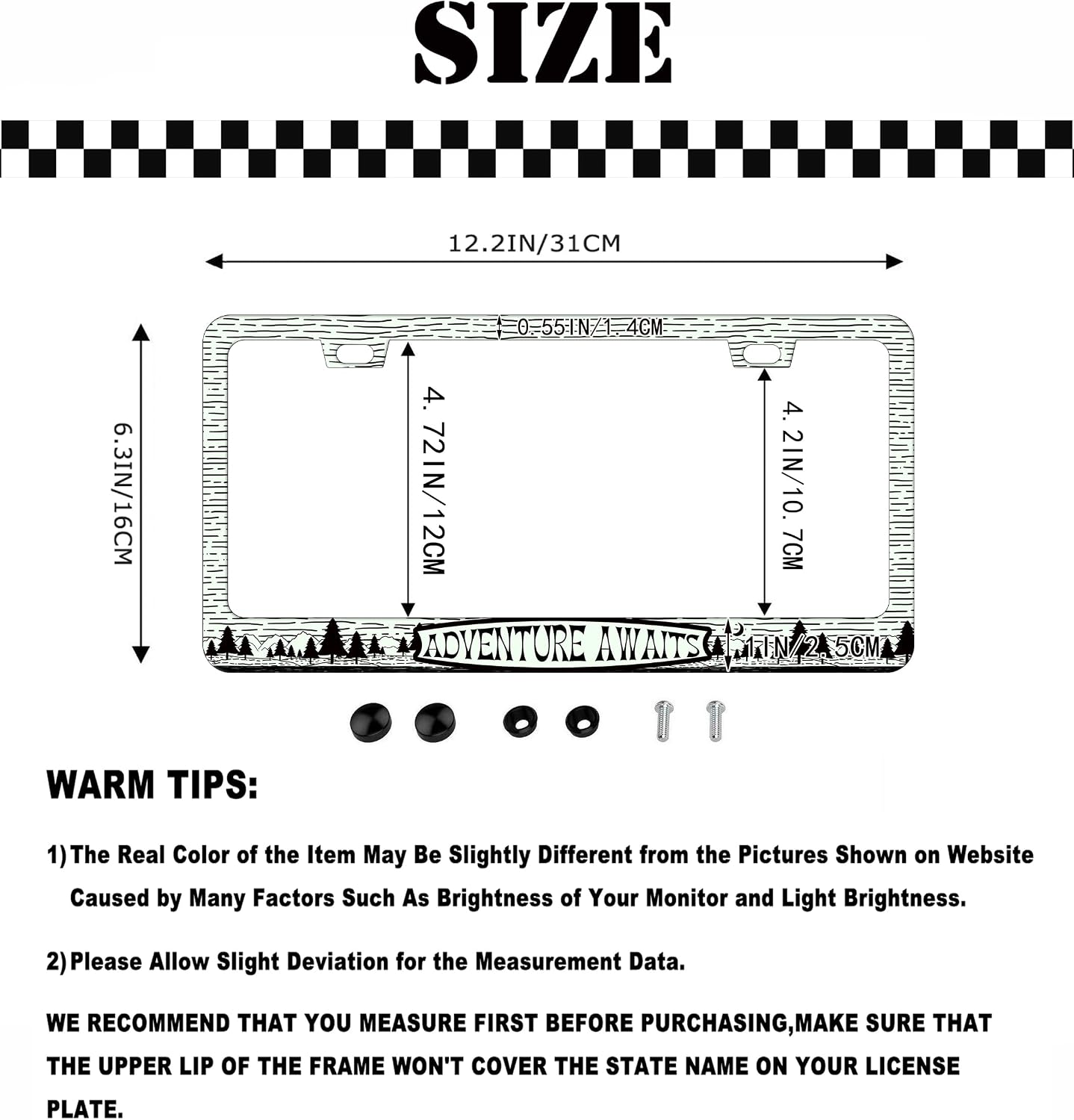 Detalle 2 de Adventure Awaits License Plate Frame, 2-Hole