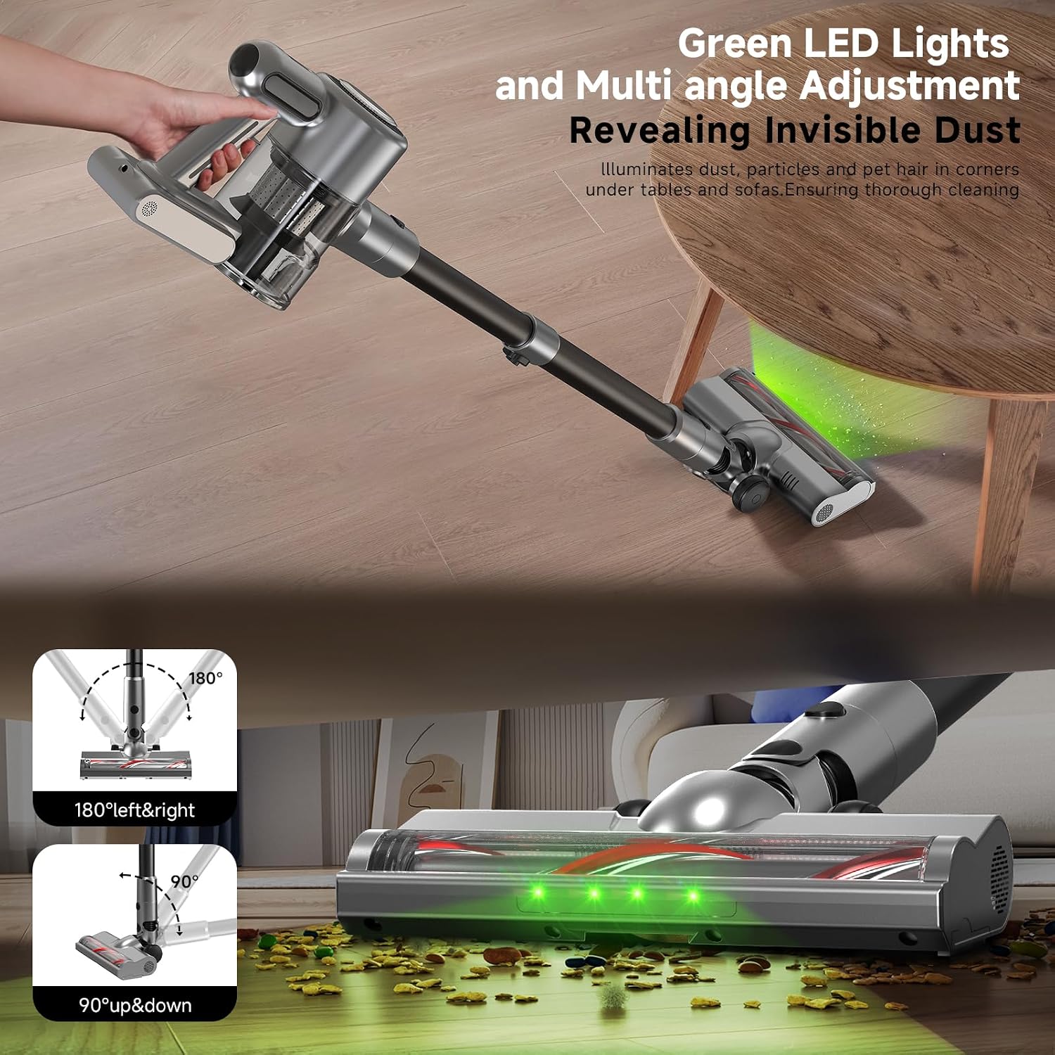 Thumbnail 5 de Shieal B20 Cordless Stick Vacuum, 45KPa, 1.5L Dust Cup, Anti-Tangle Brush