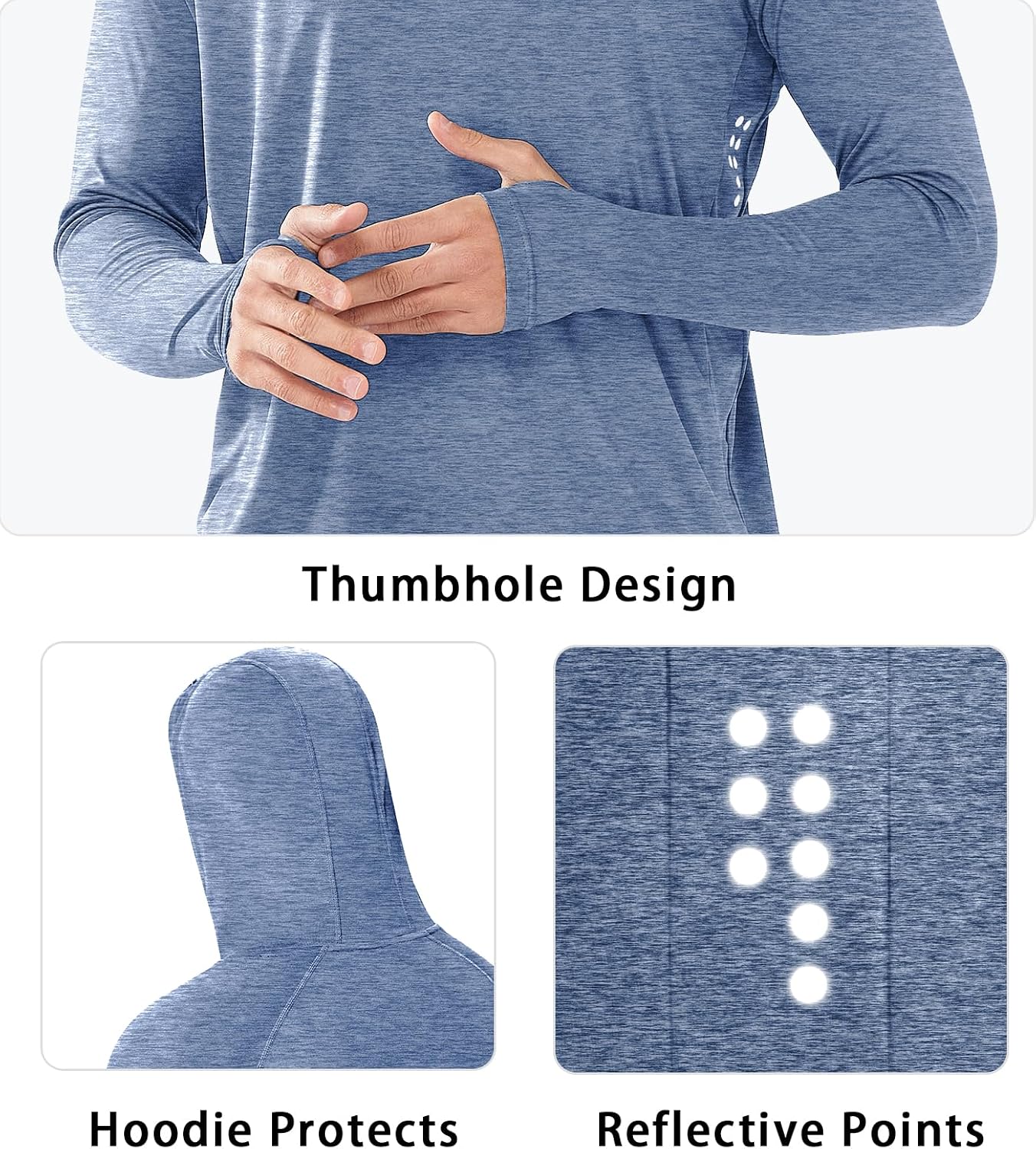 Detalle 2 de NORTHYARD Men's UPF 50+ Sun Protection Hoodie Long Sleeve Rash Guard