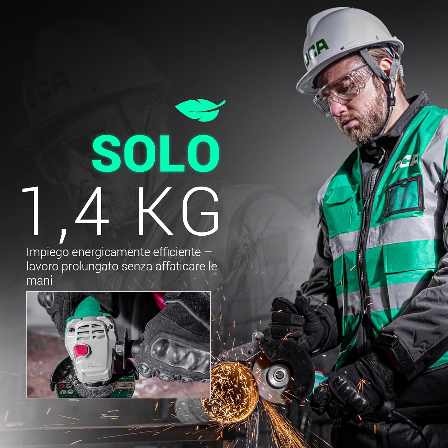 Thumbnail 3 de DCA Smerigliatrice Angolare 860W 125 mm 11.800 giri/min – corpo ultra-sottile da 1,6 kg con attacco M14