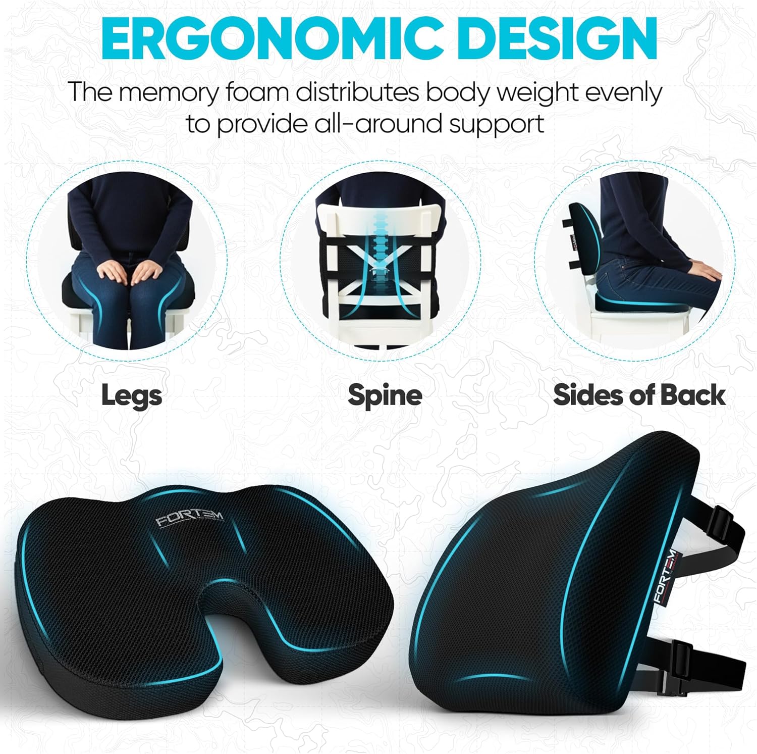 Thumbnail 5 de FORTEM Office Chair Cushion Memory Foam lumbar support pillow