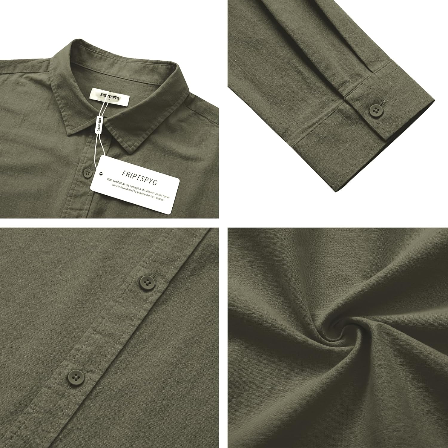 Thumbnail 3 de Friptspyg Leinenhemd Herren – Langarm, Button-Down, Regular Fit, sommerliches Freizeithemd aus Baumwolle/Leinen