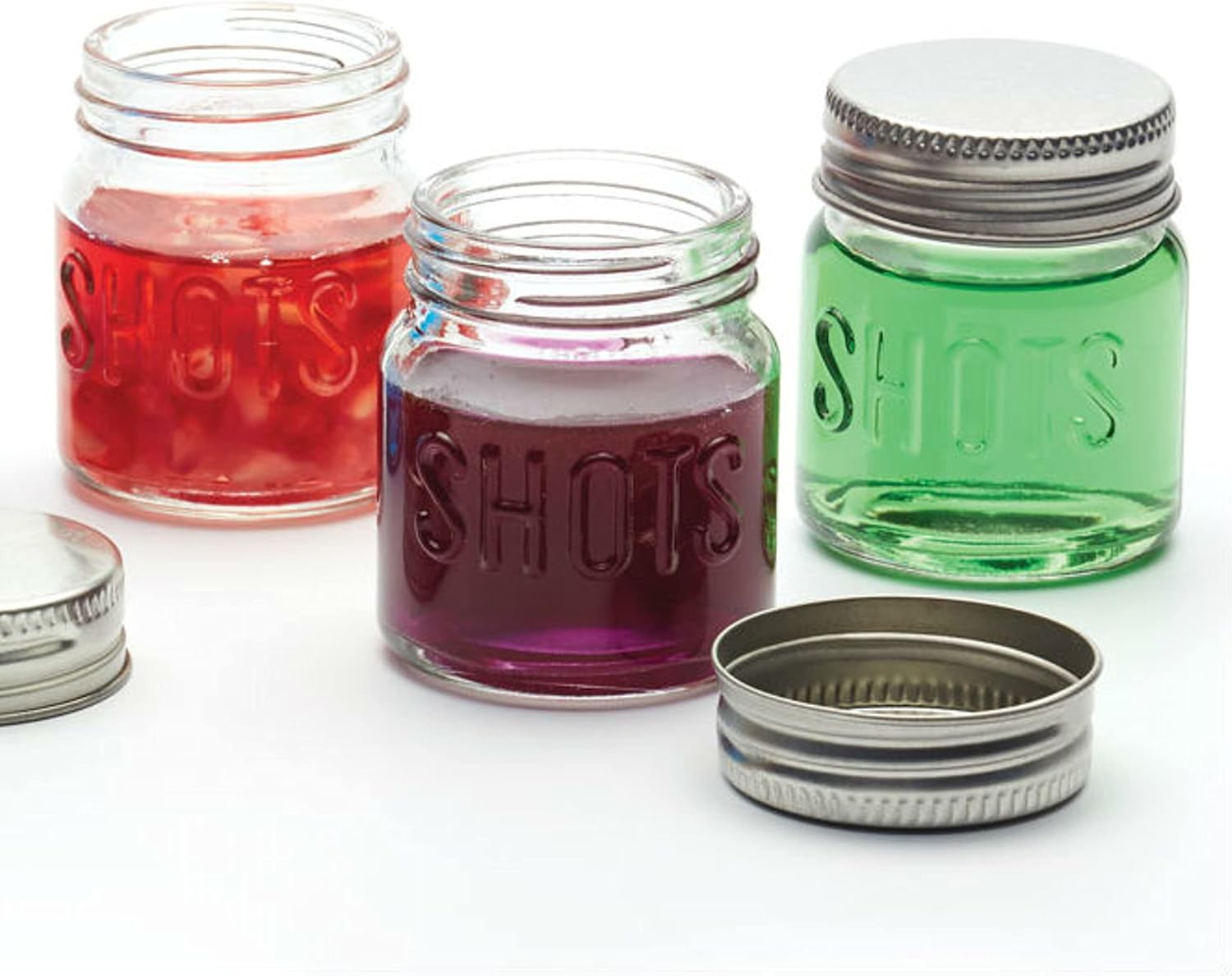 Detalle de BarCraft Jar Shot Glasses with Lids, 60 ml Glass Set of Six