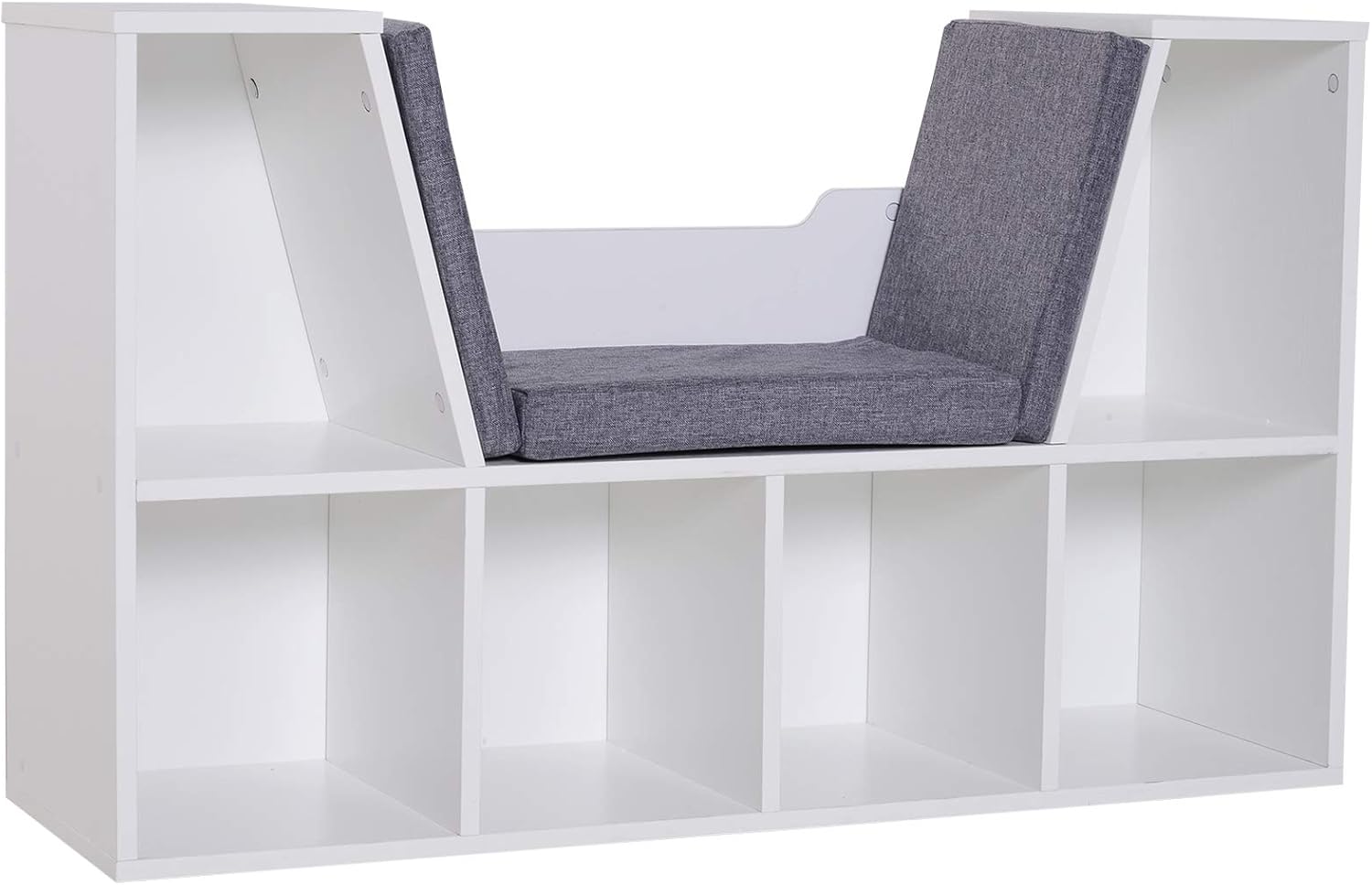 HOMCOM bibliothèque-banc 2 en 1 avec coussins de siège et étagère cube 6 compartiments gris