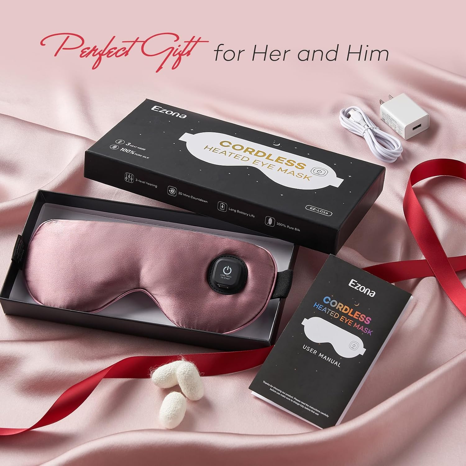 Thumbnail 6 de Ezona EZ-LC14_PL Cordless Heated Eye Mask, Silk Cover, 3 Heat Settings