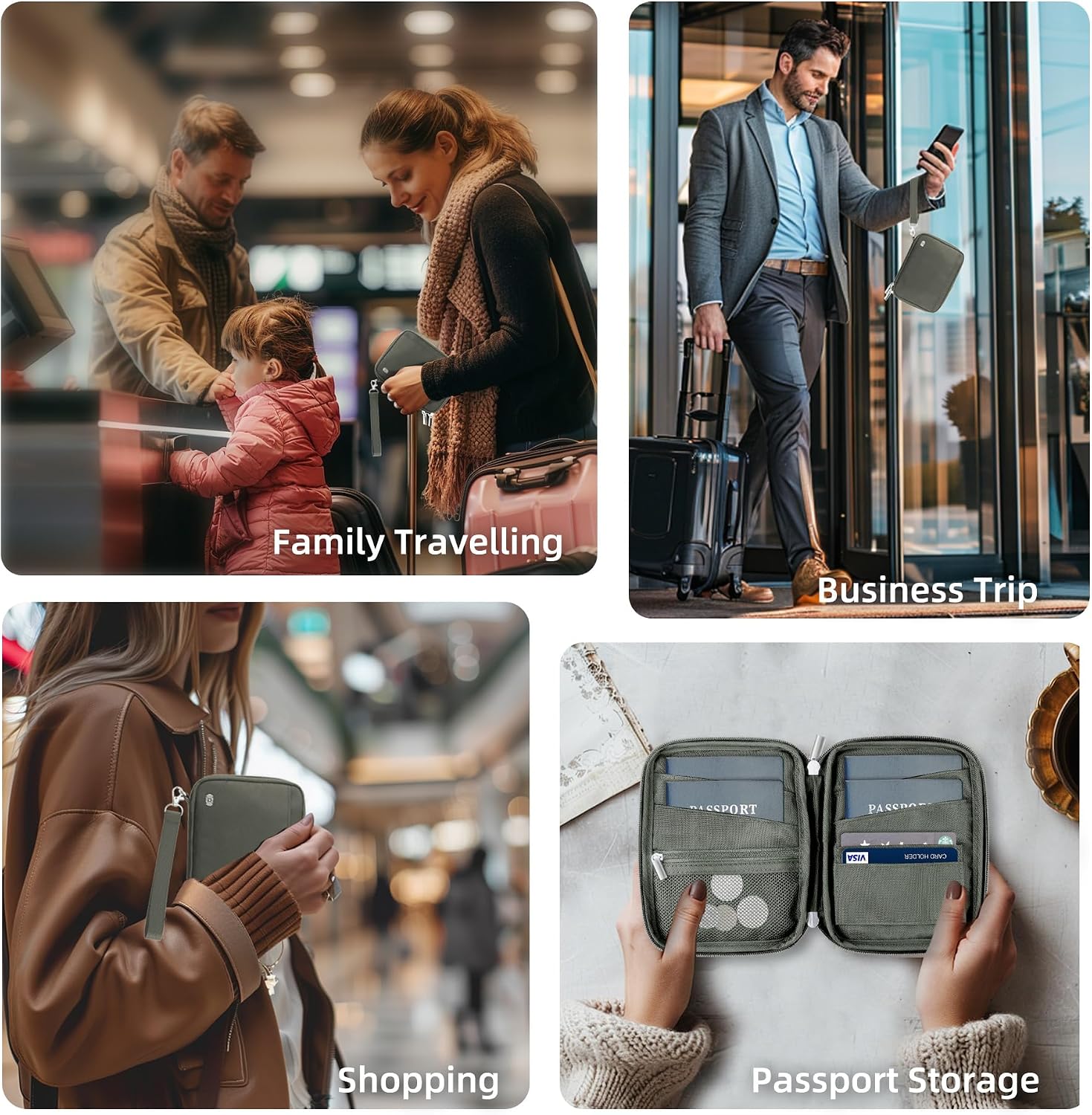 Thumbnail 6 de WALNEW Passport Holder Travel Wallet for 4