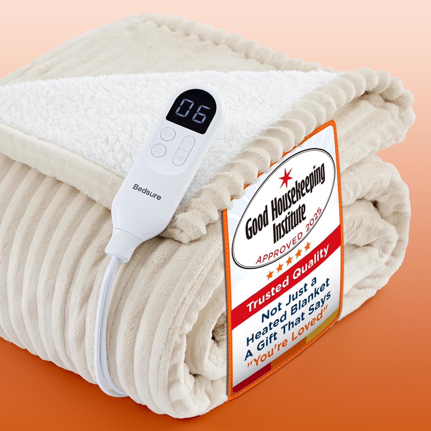 Detalle de Bedsure heated throw blanket 130x160cm
