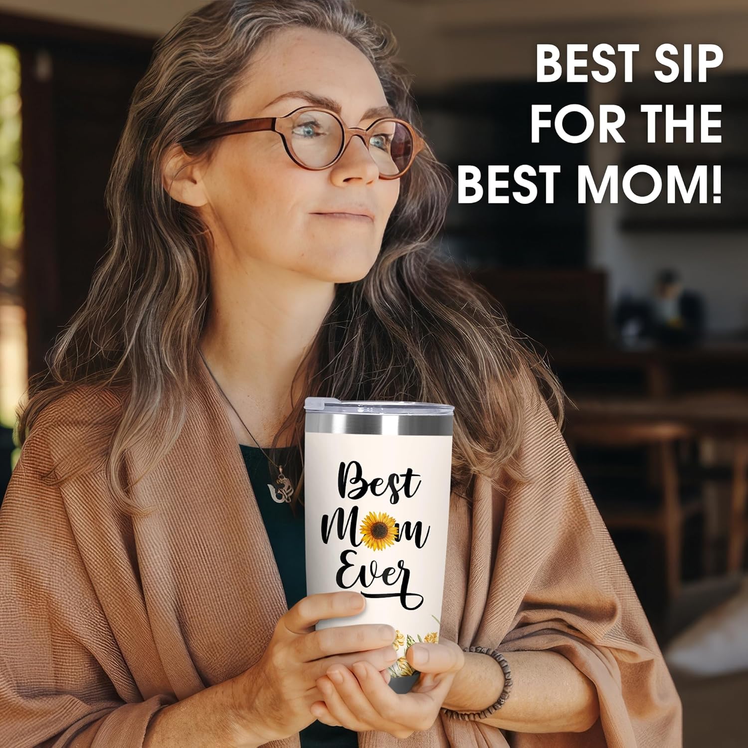 Thumbnail 3 de TEEZWONDER 20 oz Sunflower Stainless Steel Insulated Tumbler — A Thoughtful Mom Gift