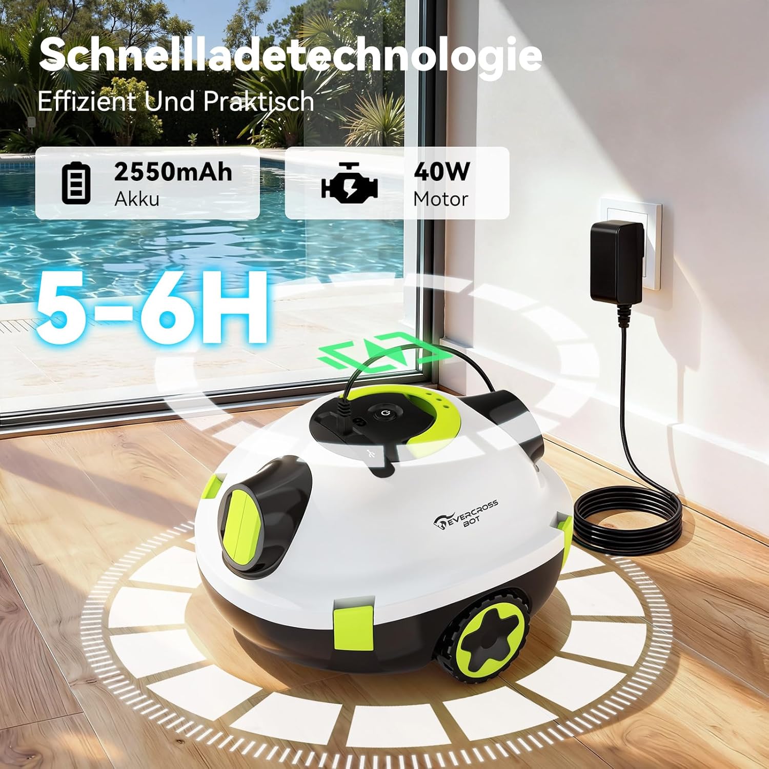 Thumbnail 5 de EVERCROSS BOT Y10 Poolroboter – zuverlässige Bodenreinigung für große Becken bis 120 m²