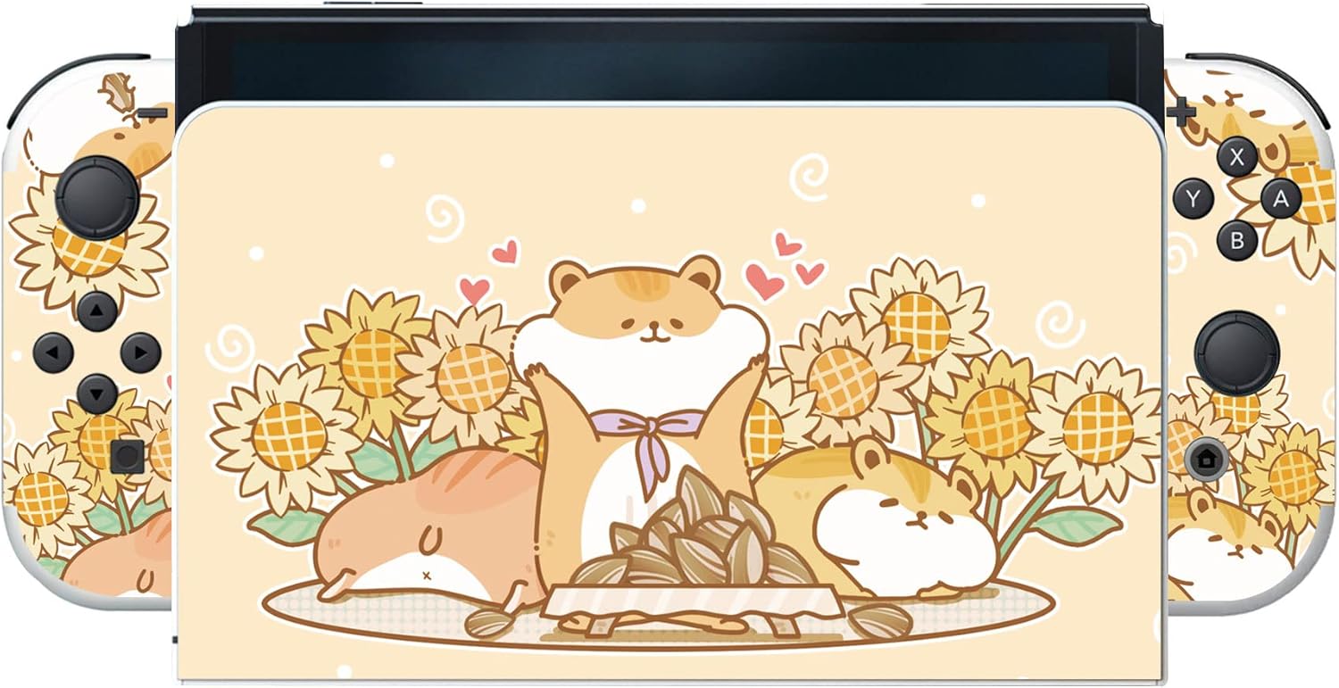 Thumbnail 6 de PlayVital Full Set Protective Stickers for Nintendo Switch OLED – Hamster & Sunflower