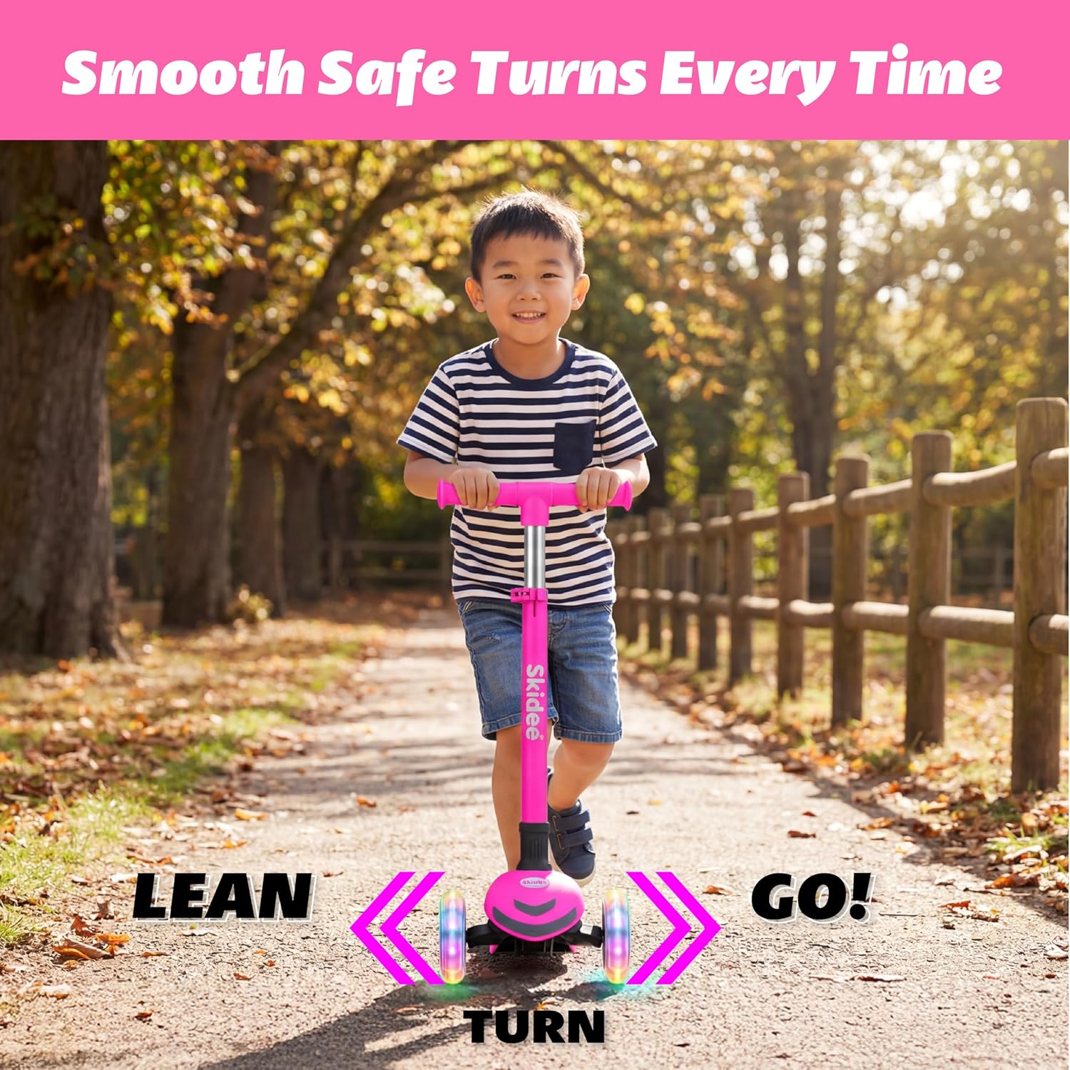 Thumbnail 4 de SKIDEE SP3 2-in-1 Kids Kick Scooter (Ages 3–5) with Foldable 3-Wheel Design, Seat, Adjustable Handlebar & LED Wheels