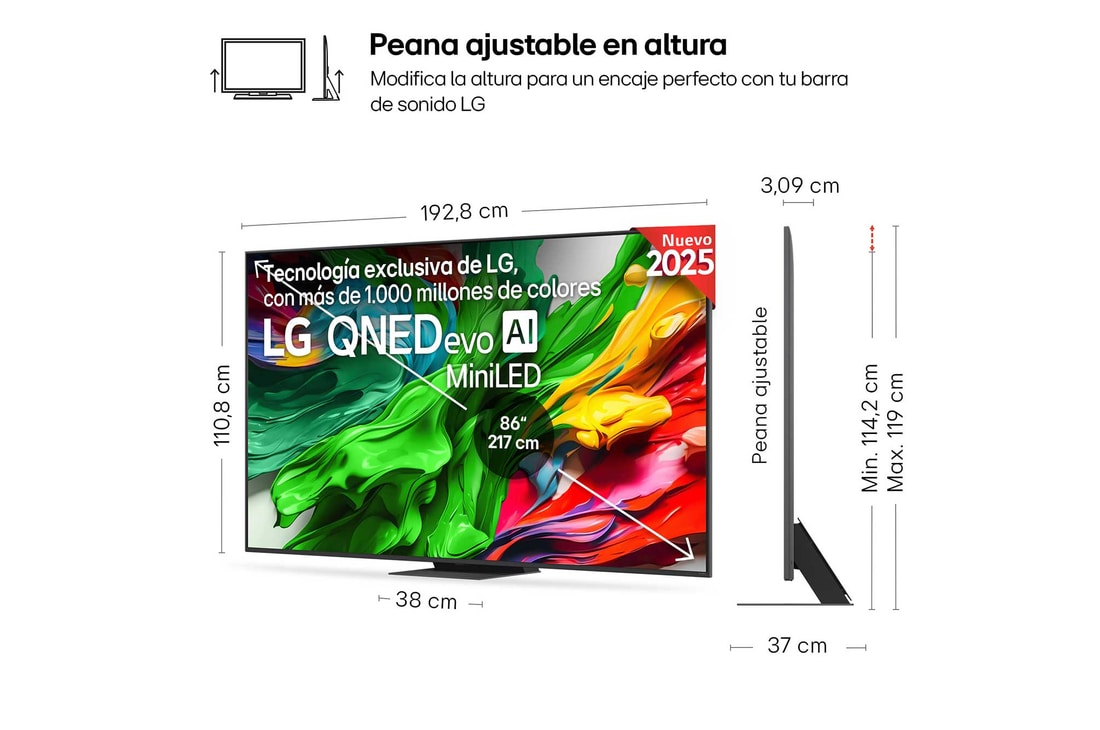 Detalle 2 de LG QNED86 86" QNED evo AI MiniLED 4K 2025