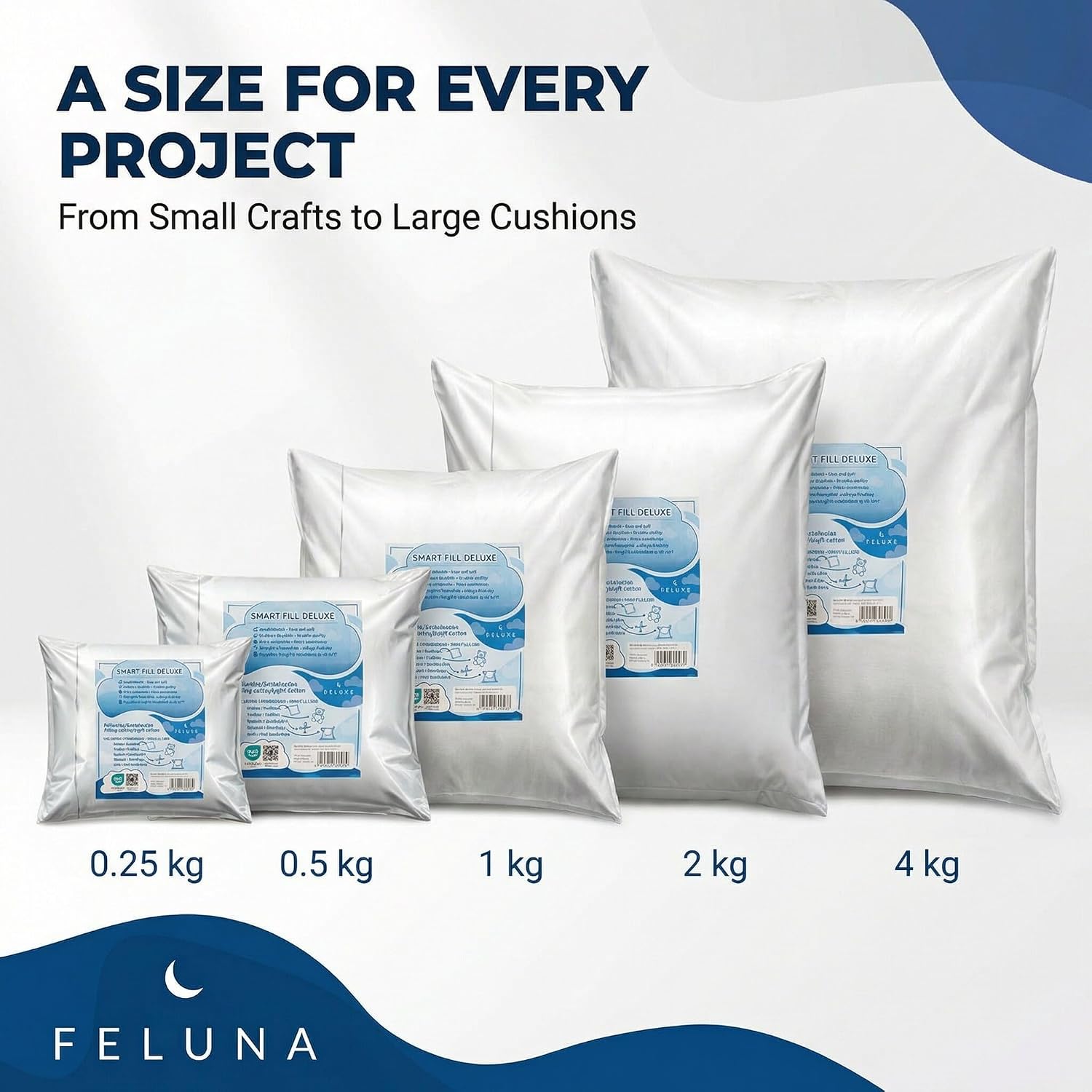 Thumbnail 6 de Feluna 42856446356185 Cushion Filling, 0.5 kg Polyester, Oeko-Tex, Washable