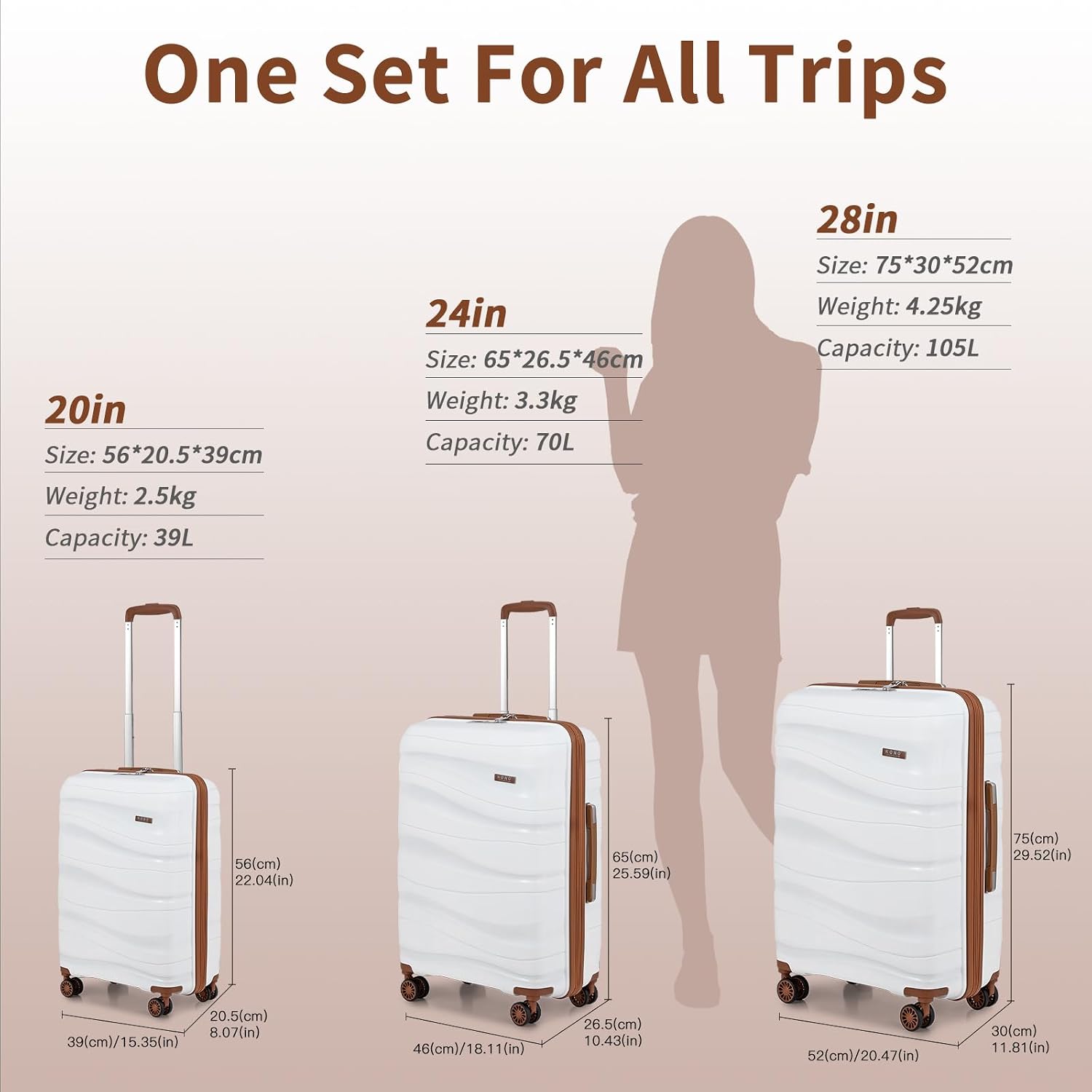 Thumbnail 6 de KONO Valigia Grande 75 cm trolley rigido con lucchetto TSA