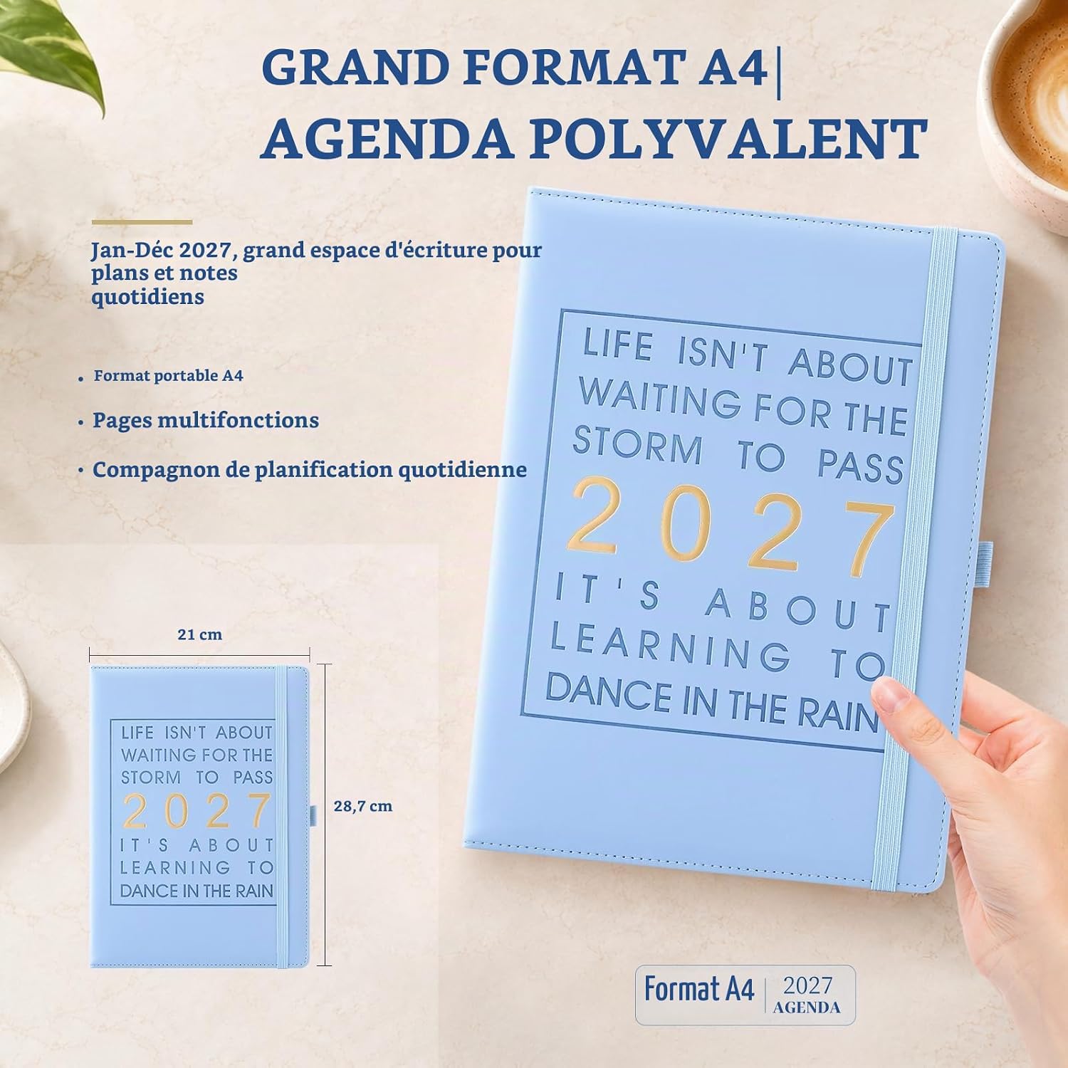 Detalle de Mljtoyo Agenda 2027 A4, dagplanner met hardcover en kunstleren bekleding