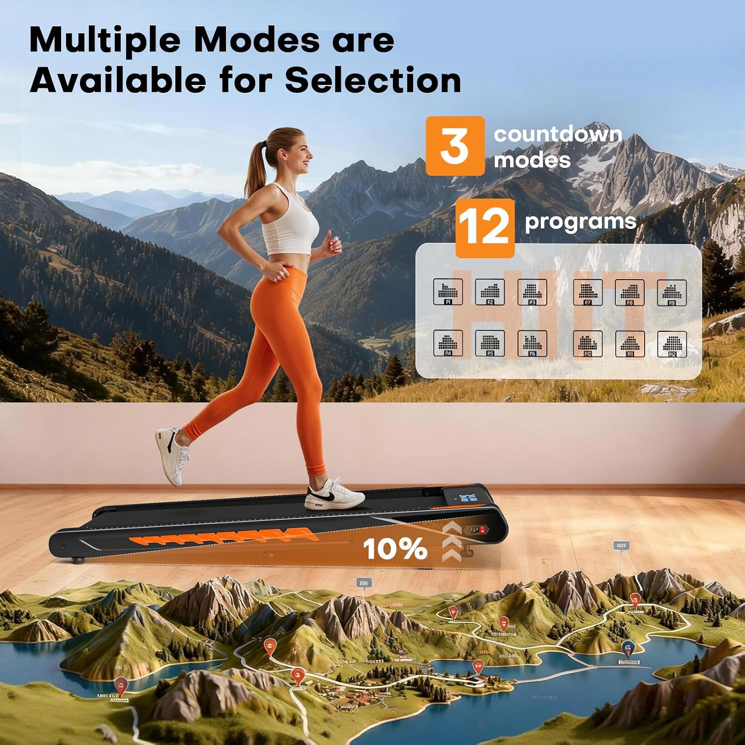 Detalle de Walking Pad Treadmill with Speaker: 6-in-1 Under Desk Treadmill for Home Use