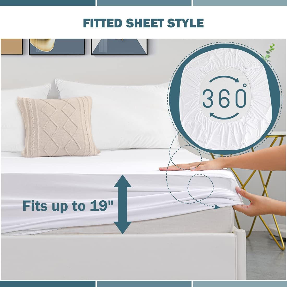 Detalle de 2 Pack Twin Waterproof Mattress Protector Deep Pocket – Soft, Breathable, Noiseless Fit to 19