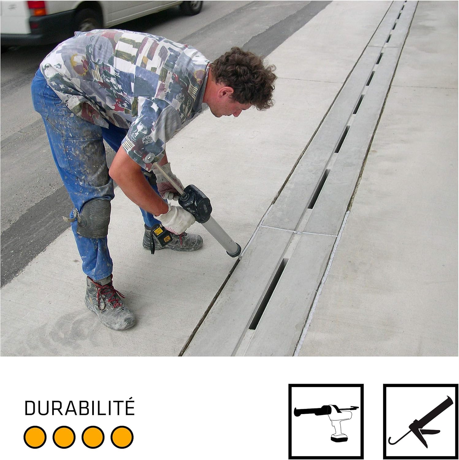 Detalle de SikaFlex PRO 3 SL Gris Béton – Mastic autonivelant pour joint de sol (600 ml)