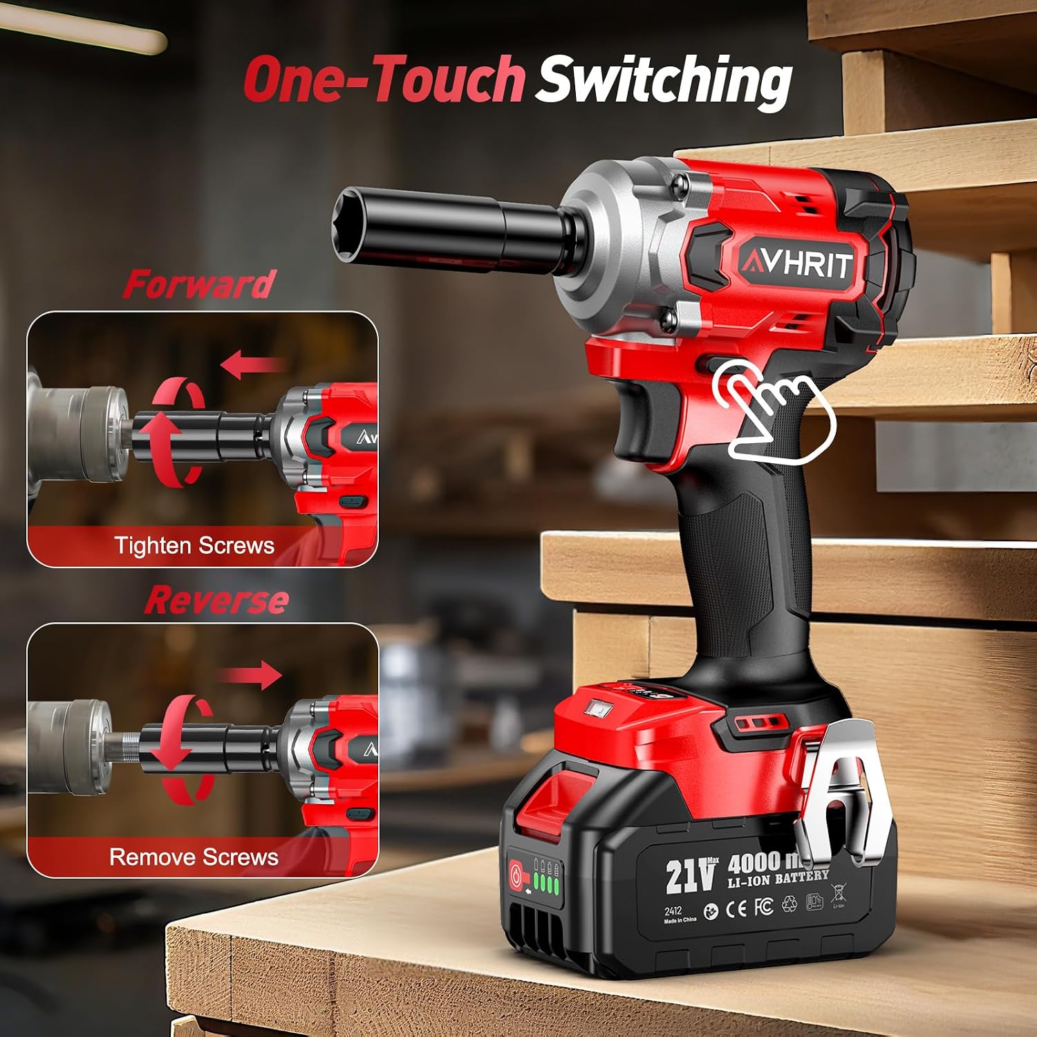 Thumbnail 4 de Avhrit Cordless Impact Wrench 3/8 Inch 450 N.m