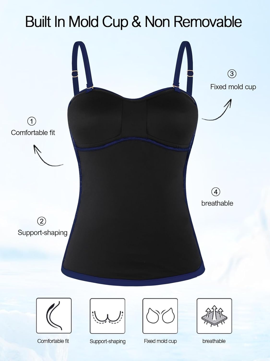 Detalle 2 de Ocean Blues Women's Twist Bandeau Swimsuit Top with Ruched Tummy Control