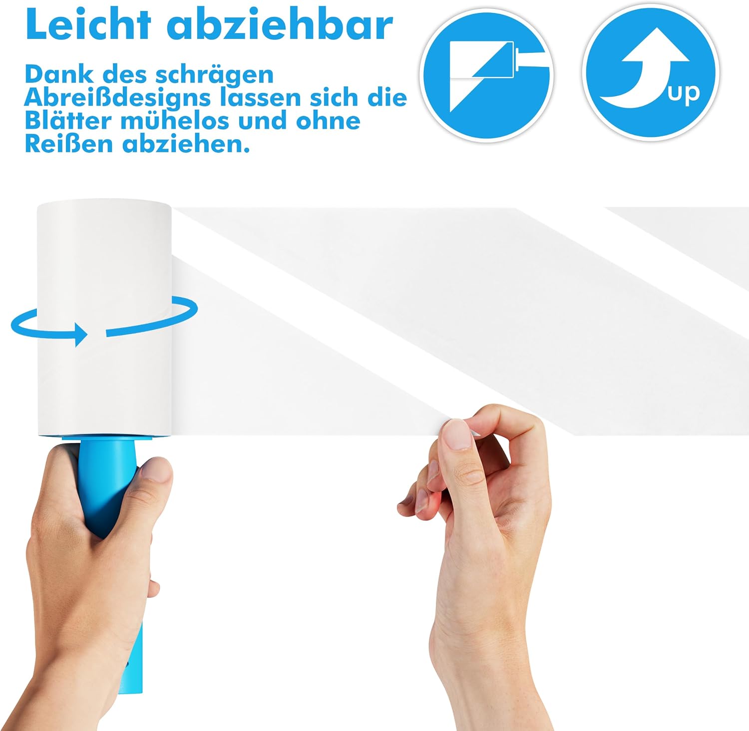 Detalle 2 de Fusselrolle für Tierhaare „Ultra Klebrig“ – 2 Griffe + 4 Rollen (400 Züge) zum Entfernen von Katzen- und Hundehaaren