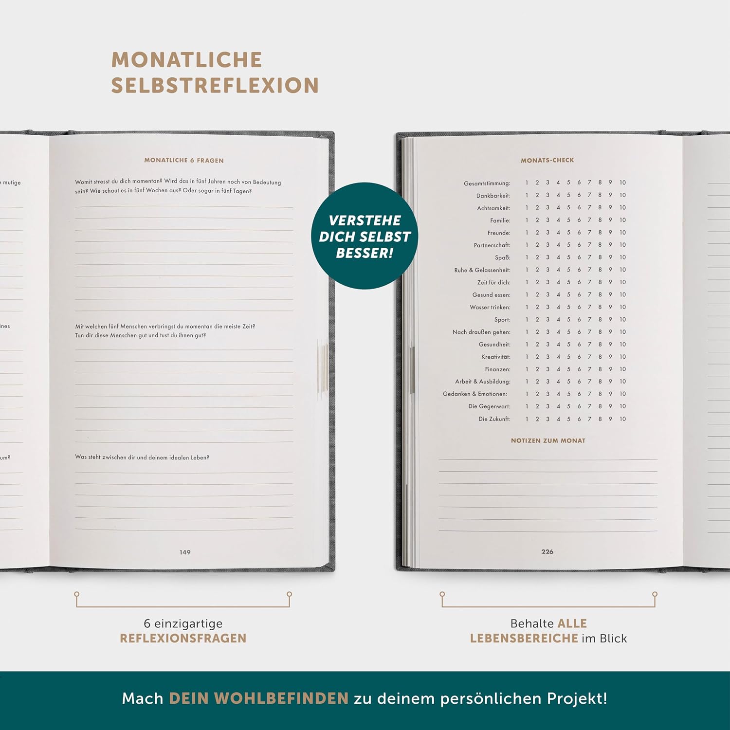 Thumbnail 4 de 6-Minuten Tagebuch für Erwachsene 2026 – Dankbarkeitstagebuch 📕