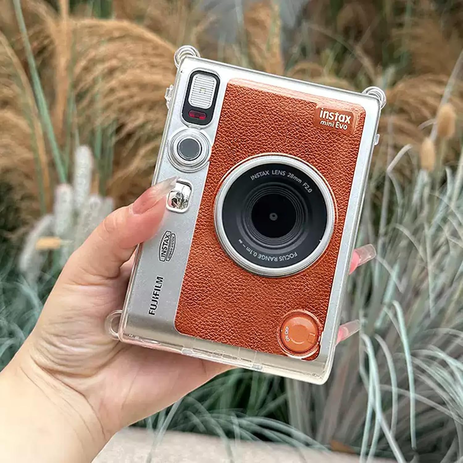 Thumbnail 4 de Clear Protective Case for Fujifilm Instax Mini EVO with Shoulder Strap, 5 Magnetic Photo Frames & 30 Film Border Stickers