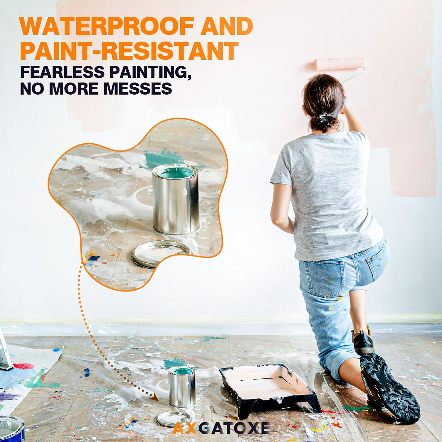 Thumbnail 5 de 12 x 9 Ft Plastic Drop Cloths (3-Pack) — Disposable Painter’s Sheeting for Floor & Furniture Protection