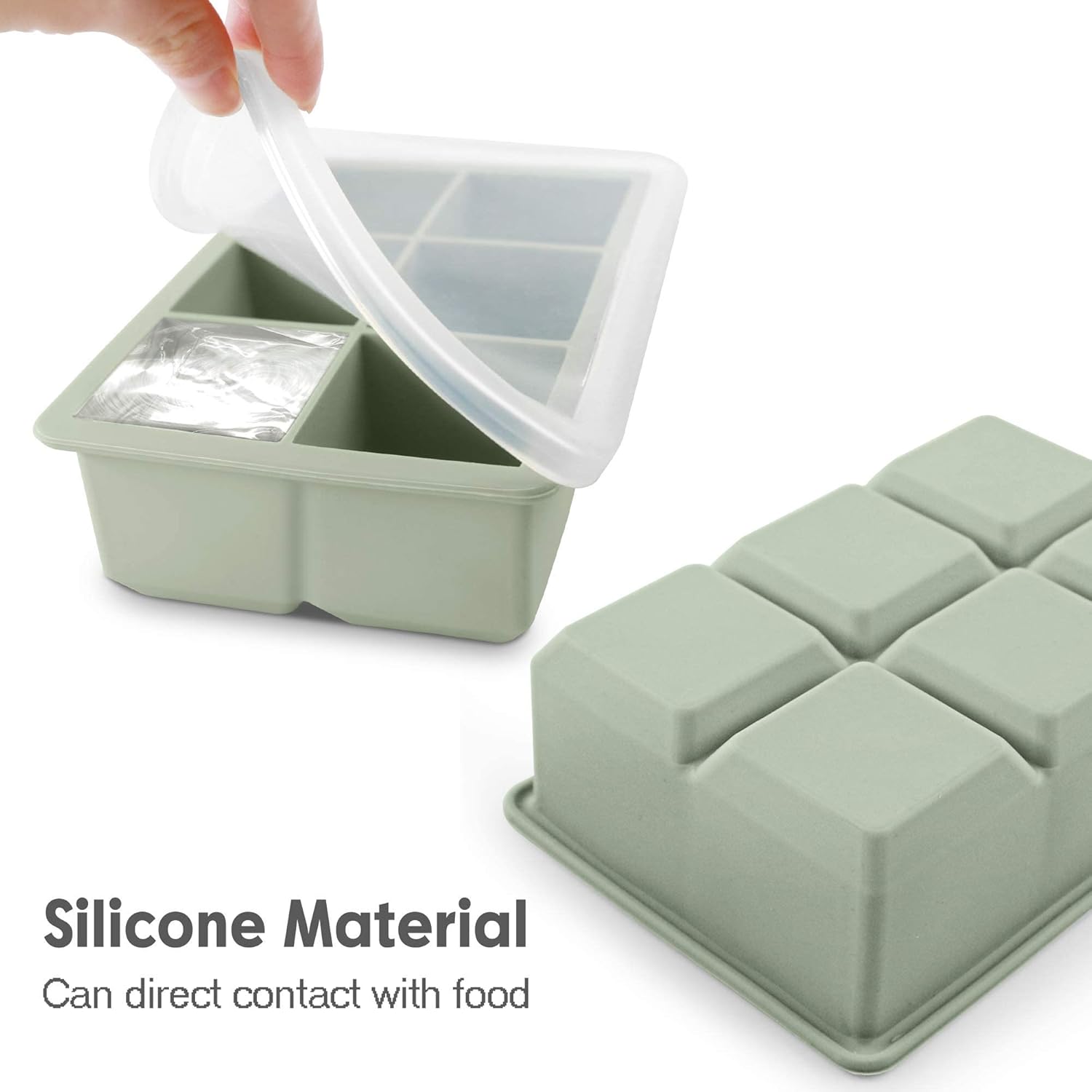 Thumbnail 1 de Excnorm Silicone Ice Cube Trays (3-Pack) — Large Flexible Square Ice Molds with Removable Lids