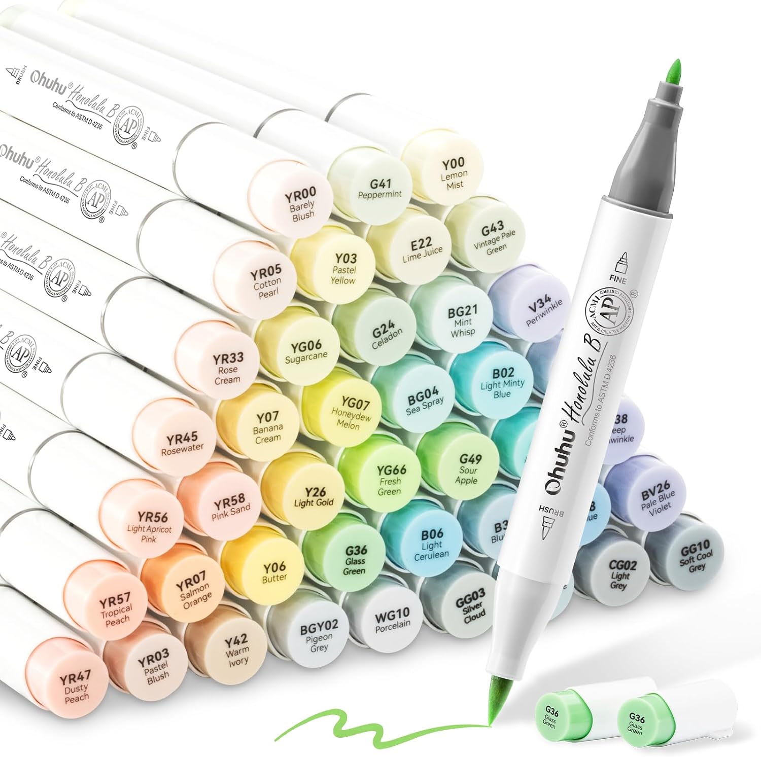 Detalle de Ohuhu Pastel Markers 48 set for illustration 🎨