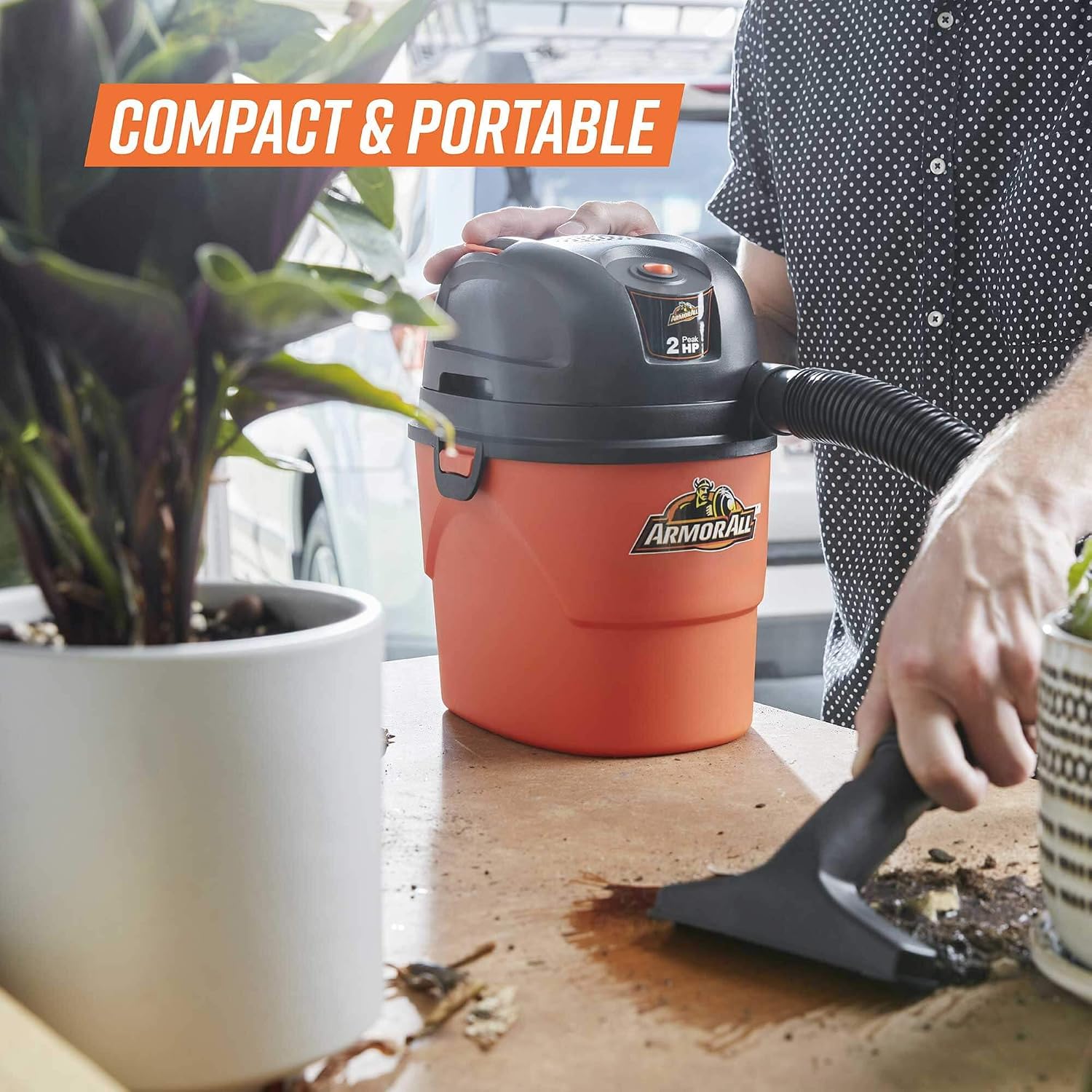 Detalle de Armor All AA155 Portable Wet/Dry Vacuum, 1.5-Gallon, 2 Peak HP