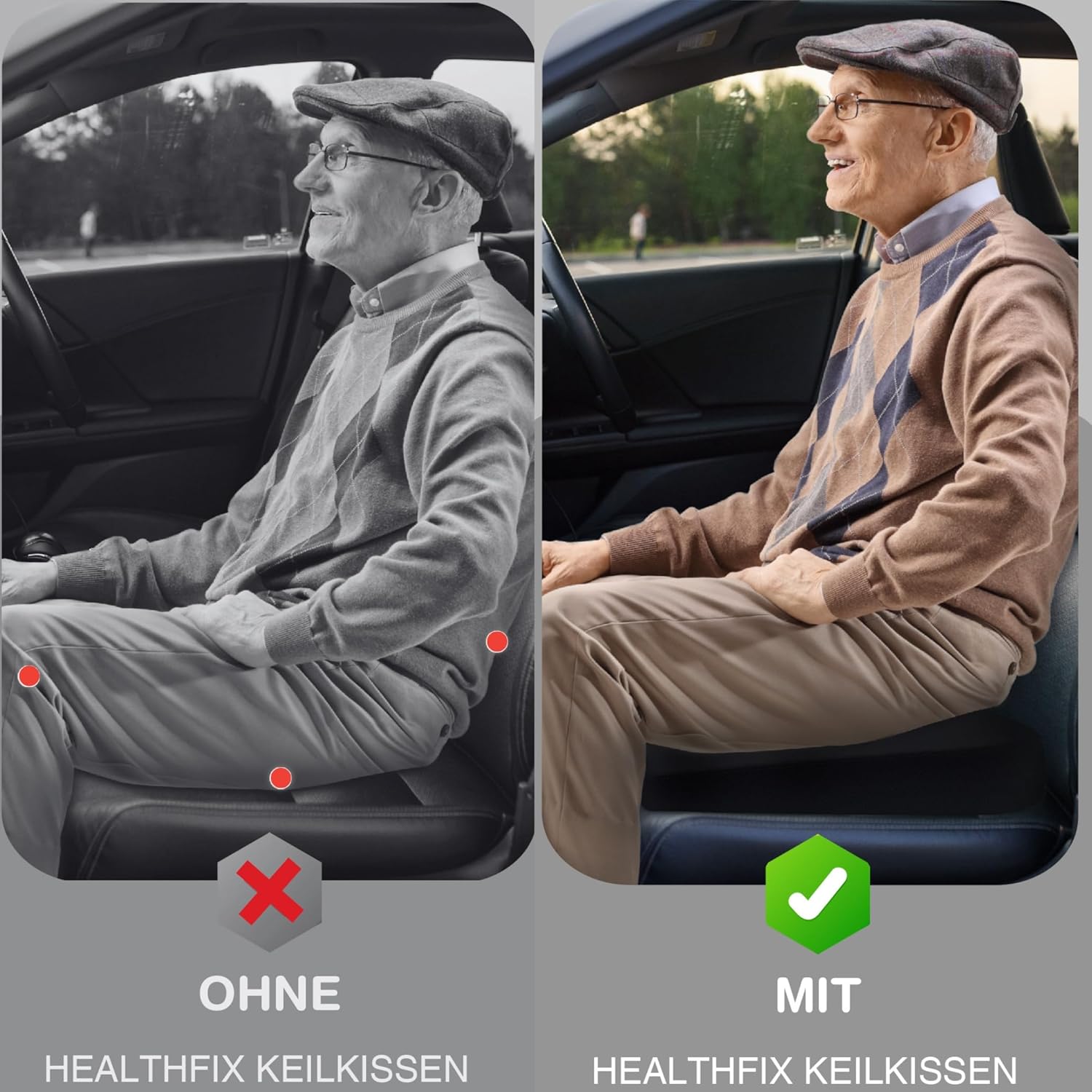 Detalle 1 de Healthfix® Auto-Keilkissen Fest 85–135 kg