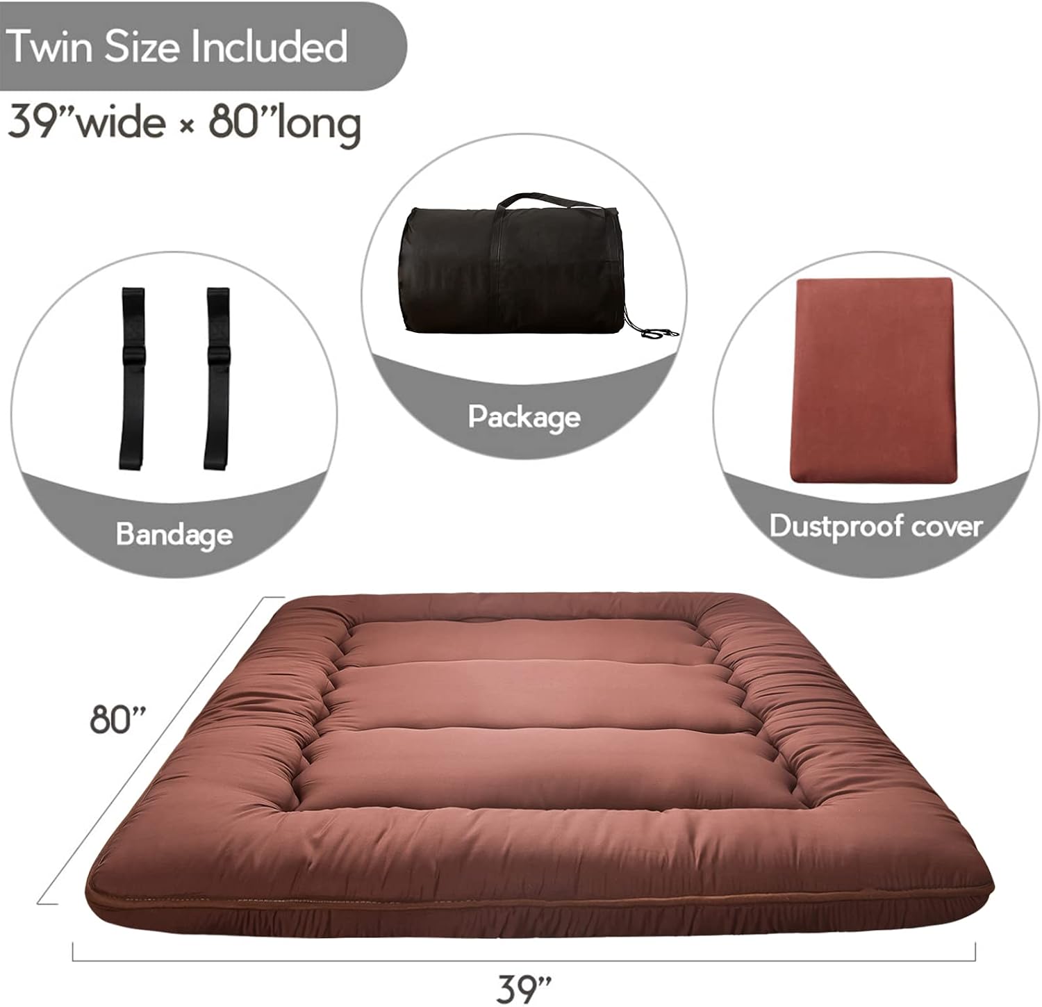 Detalle 2 de MAXYOYO 4-Inch Twin Japanese Floor Mattress, Foldable Futon with Cover