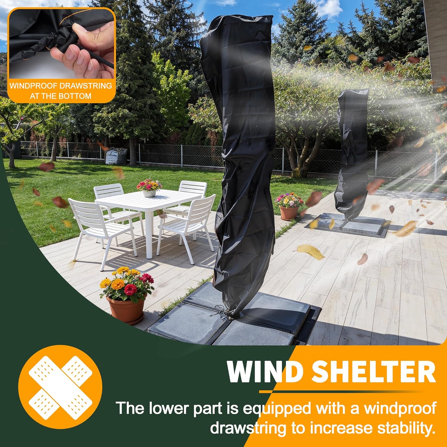 Thumbnail 3 de Enzeno Ampelschirme Schutzhülle für Sonnenschirme 3 bis 4 m (280 x 40/81/50 cm) – wasserdichte Abdeckhaube
