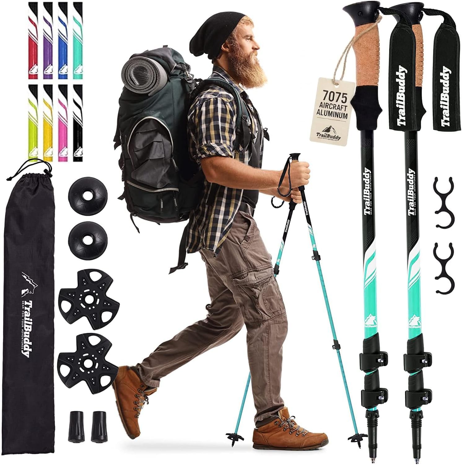 Detalle de TrailBuddy Trekking Poles – Lightweight 7075 Aluminum Collapsible Hiking Poles for All