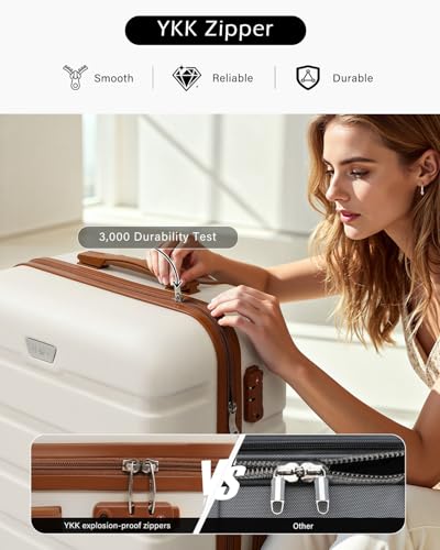 Detalle de COOLIFE 20 Inch Carry On Suitcase for EasyJet – Durable ABS+PC Hard Shell with Smooth 360° Wheels
