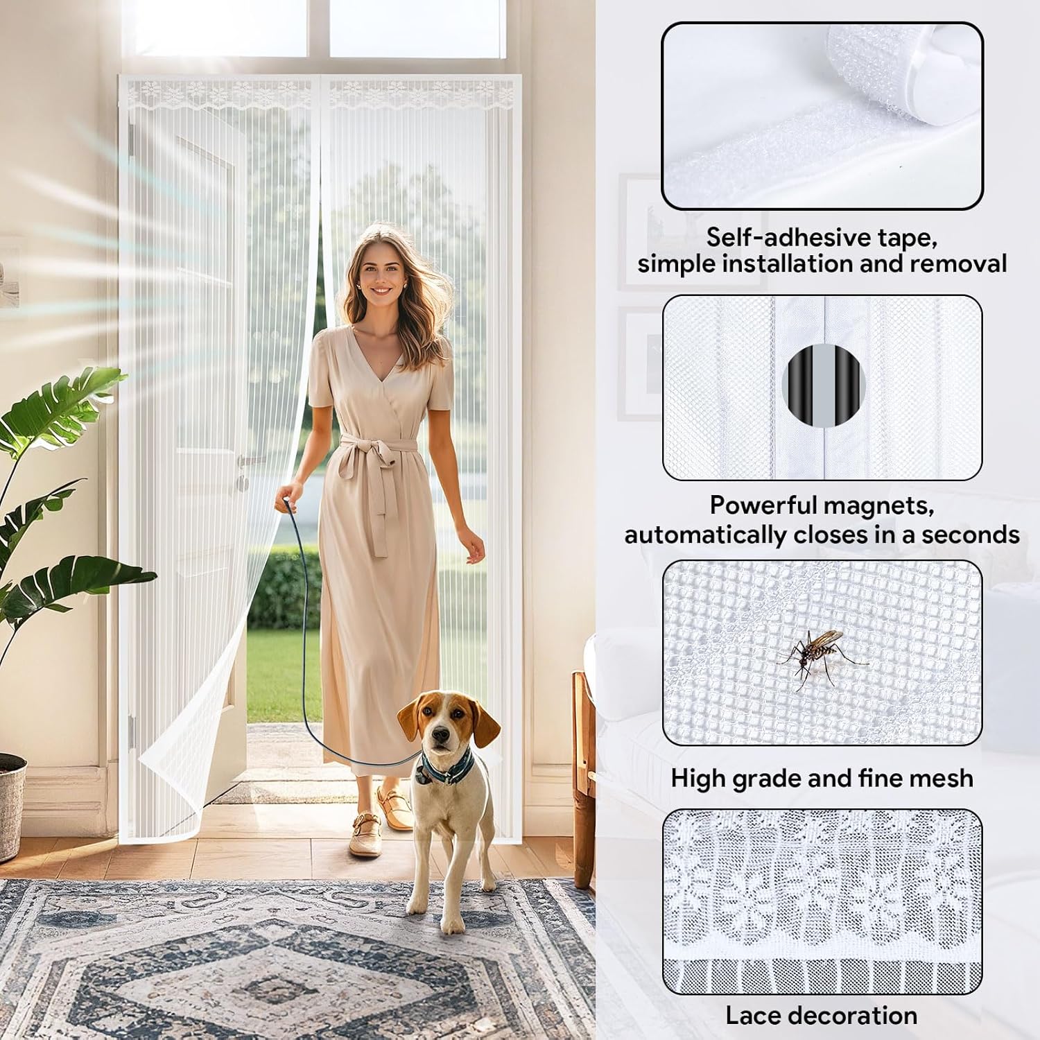 Thumbnail 3 de EGNBU Heavy Duty Magnetic Fly Screen Door (90x210CM) with Powerful Magnets & Full Frame Magic Tape