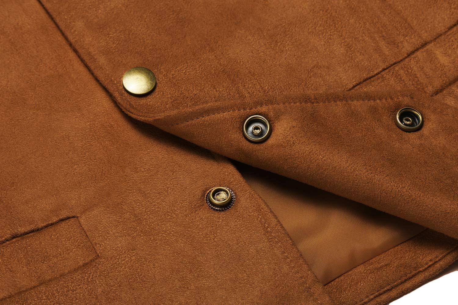 Detalle 2 de COOFANDY Men's Suede-Style Western Vest, Slim Fit with Lining and 2 Pockets