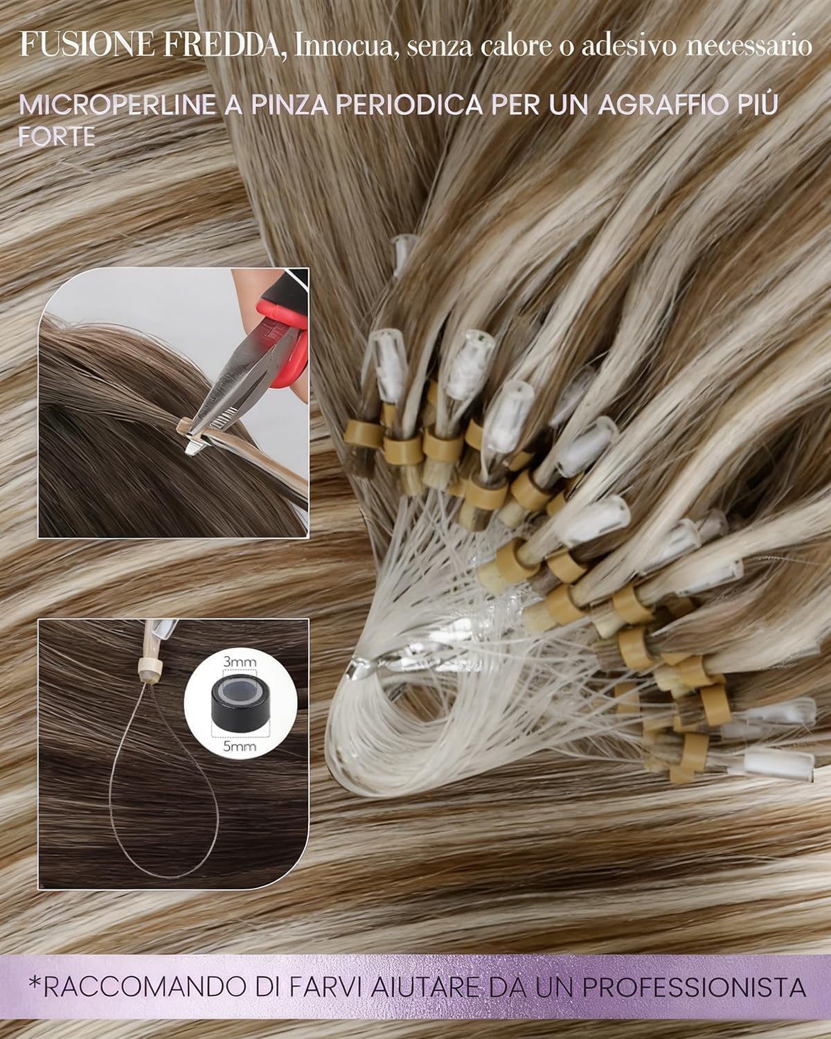 Detalle de LaaVoo extension microring capelli #p8/24 50g
