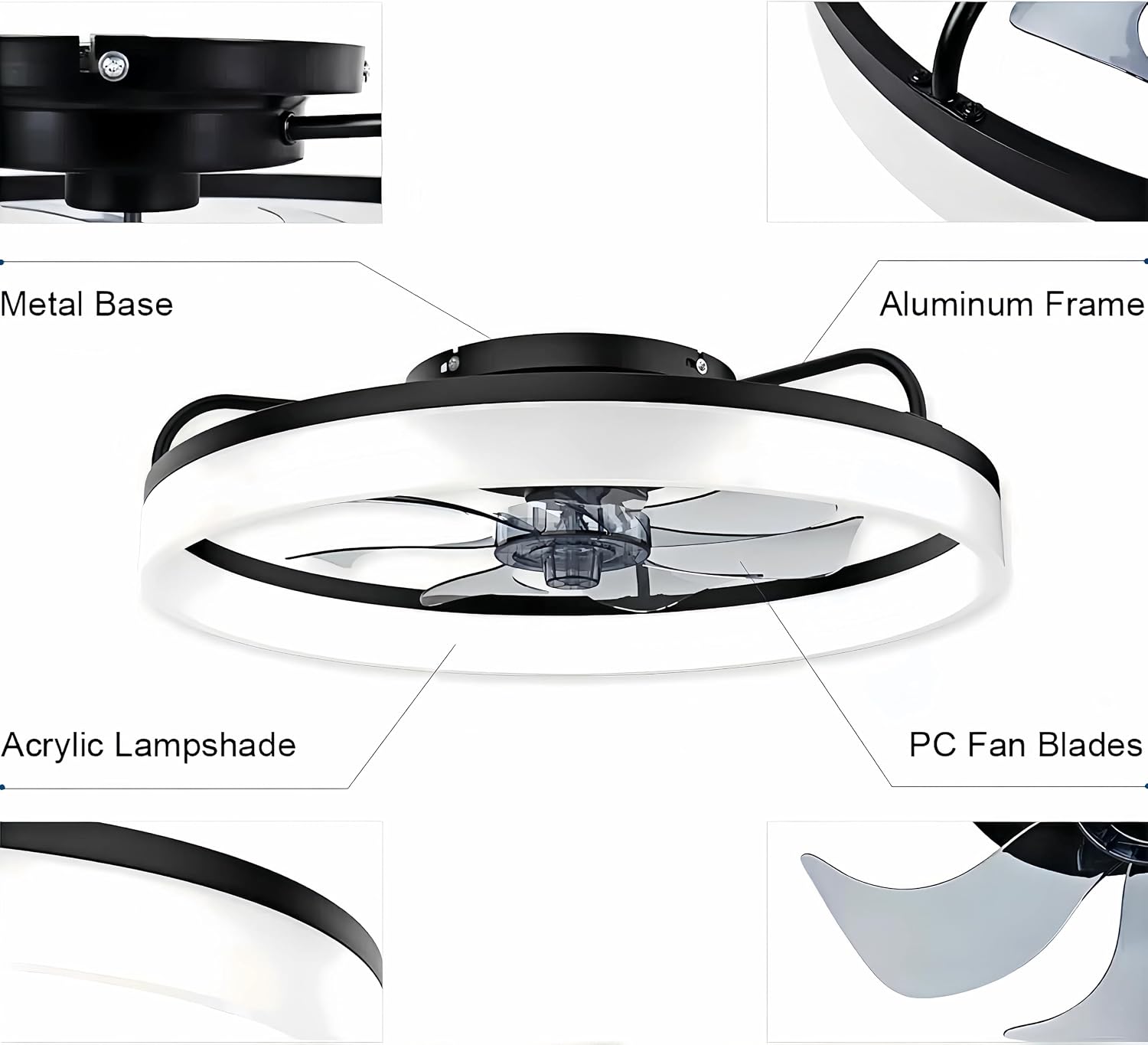 Detalle 1 de DWDVBL 50CM modern ceiling fan with lights