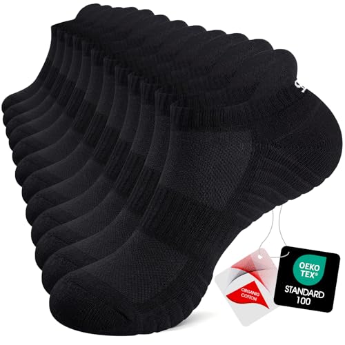 Detalle de TANSTC Men's Running Trainer Ankle Socks, Anti-Blister Cushioned, 6 Pairs