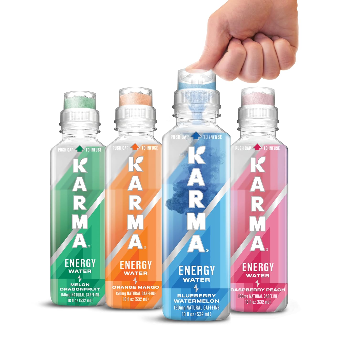 Detalle de Karma Energy Melon Dragonfruit Caffeinated Water, 12-Pack, 150mg Caffeine