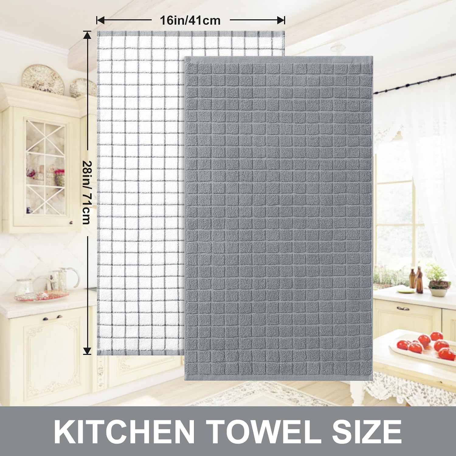 Thumbnail 4 de Homaxy Premium Cotton Kitchen Towels 16" x 28" 6-pack