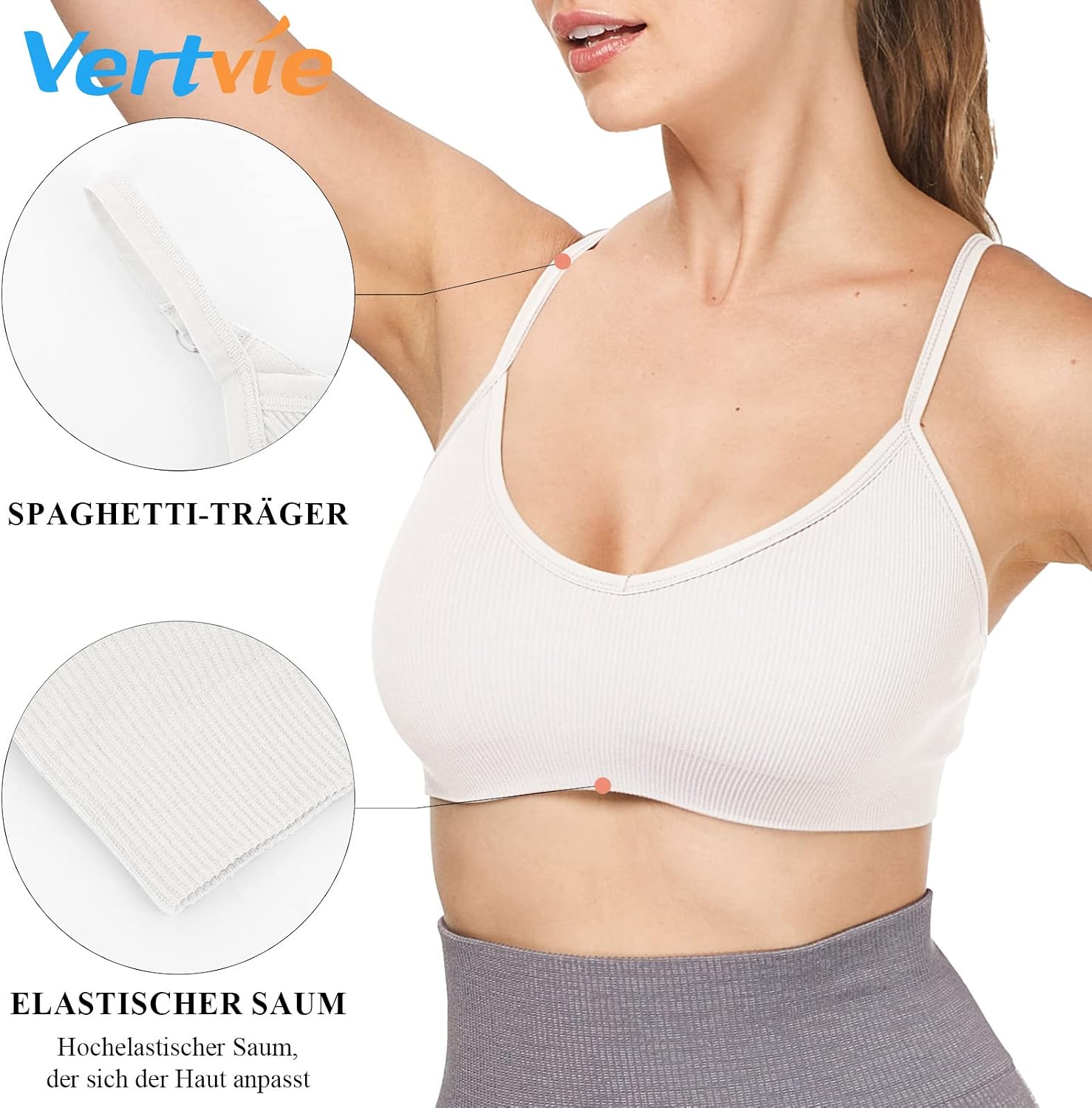 Thumbnail 3 de Vertvie Damen 2/3/4er Set Basic Wohlfühl-BH Sport (ohne Bügel, Spaghettiträger, nahtlos)