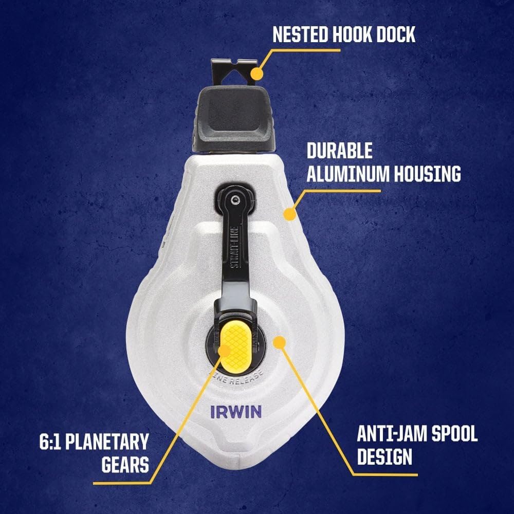 Detalle de IRWIN IWHT48445 Strait-Line Mach 6 Chalk Reel with 6:1 Gear Ratio