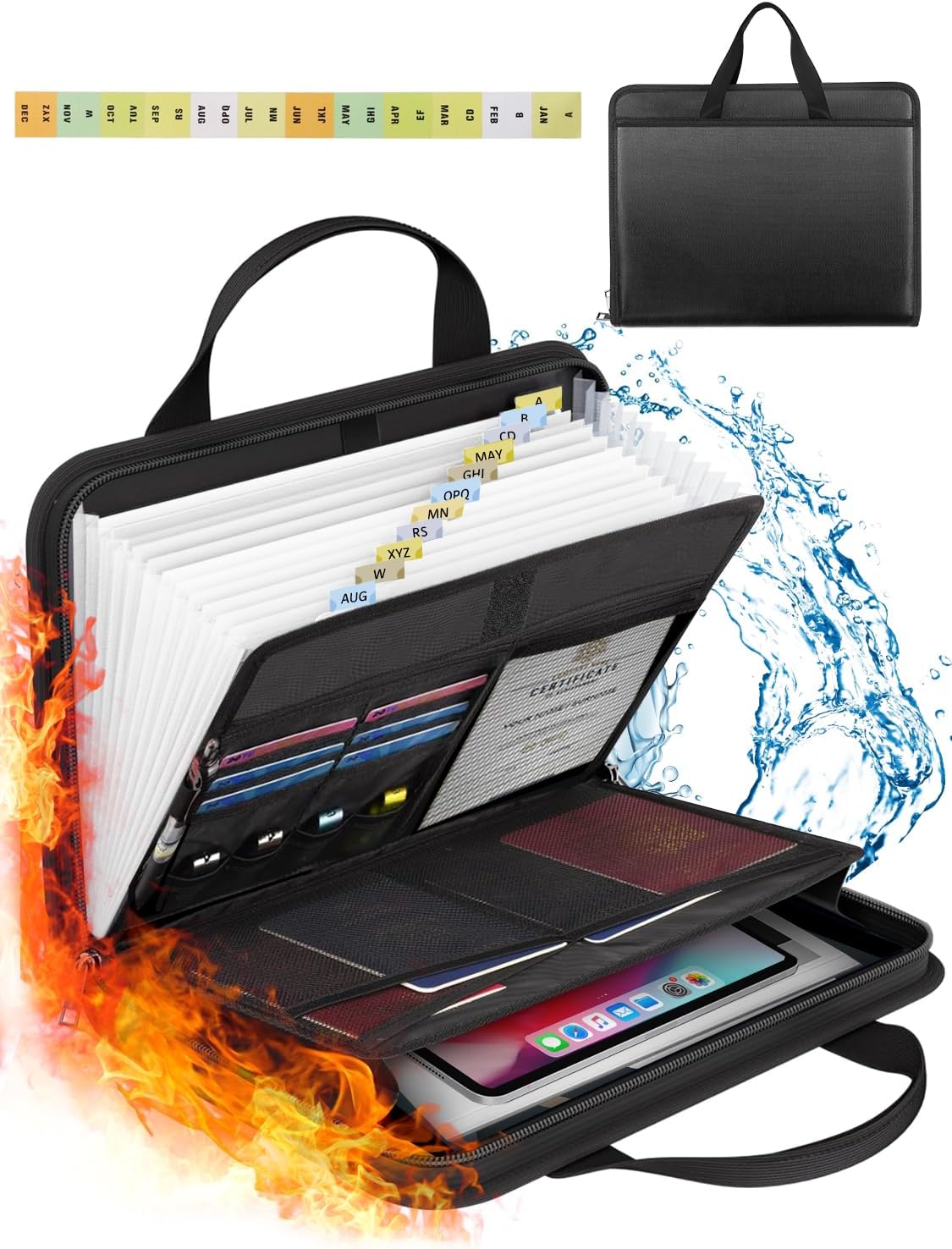 Detalle de onvvippiv WJB001B Fire-Resistant A4 Accordion File Organizer, 13 Pockets