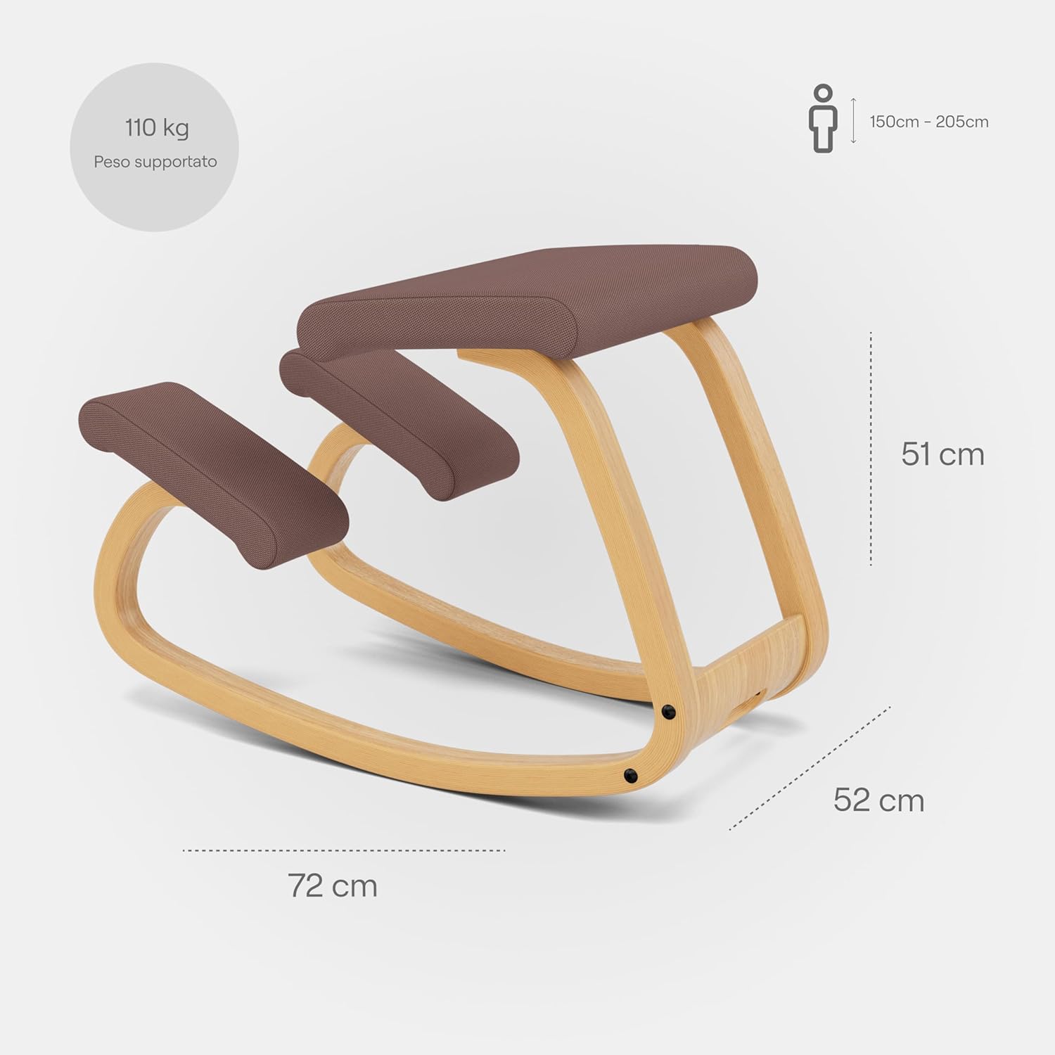 Thumbnail 1 de Varier Balans – sedia ergonomica in legno marrone/moka con movimento continuo per ufficio e casa