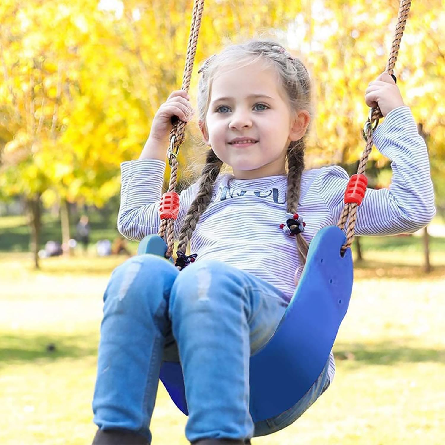Detalle 2 de Ausbond Kinderschaukel mit weichem Brett – verstellbare Seillänge, bis 150 kg Belastung (blau)
