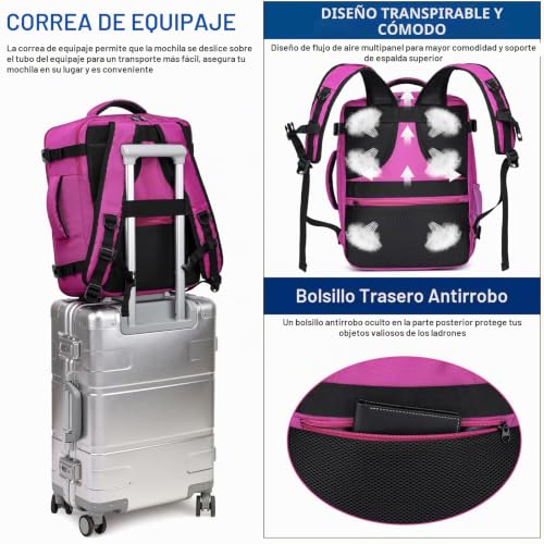 Detalle de ENZOSUM Mochila de Cabina 24L 40x30x20 violeta para Ryanair, Vueling y más