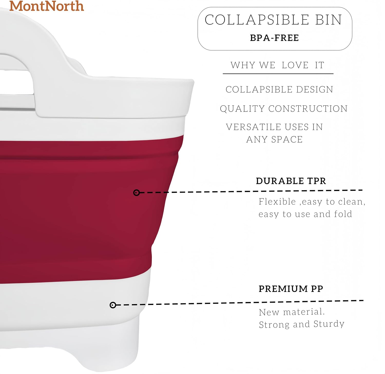 Detalle de Collapsible Wash Basin 9L: Foldable Dish Tub with Drain Plug for Camping, Laundry, and Kitchen Use